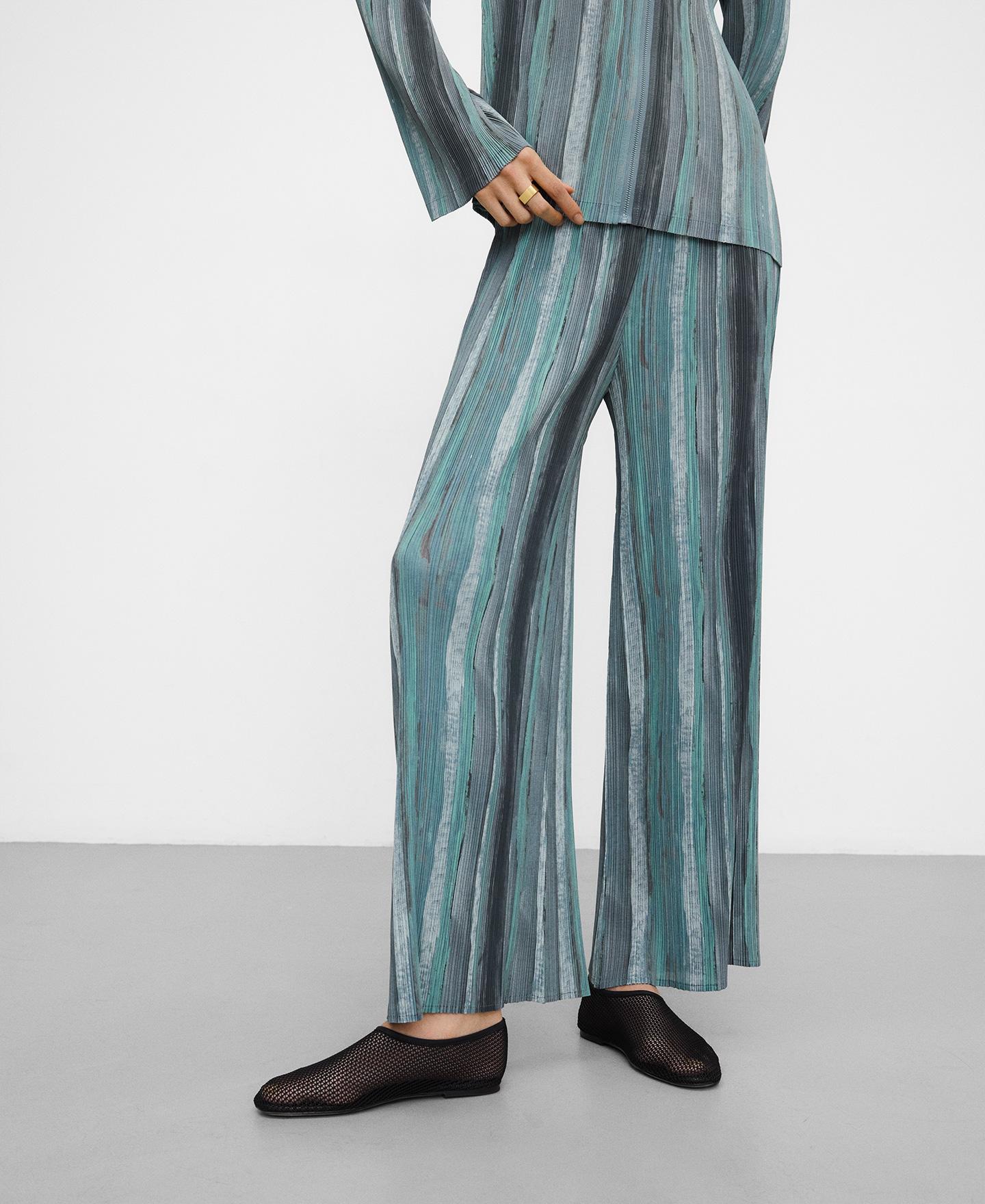 Calças com Corte a Direito com Estampado de Crinkle Multicolor-1