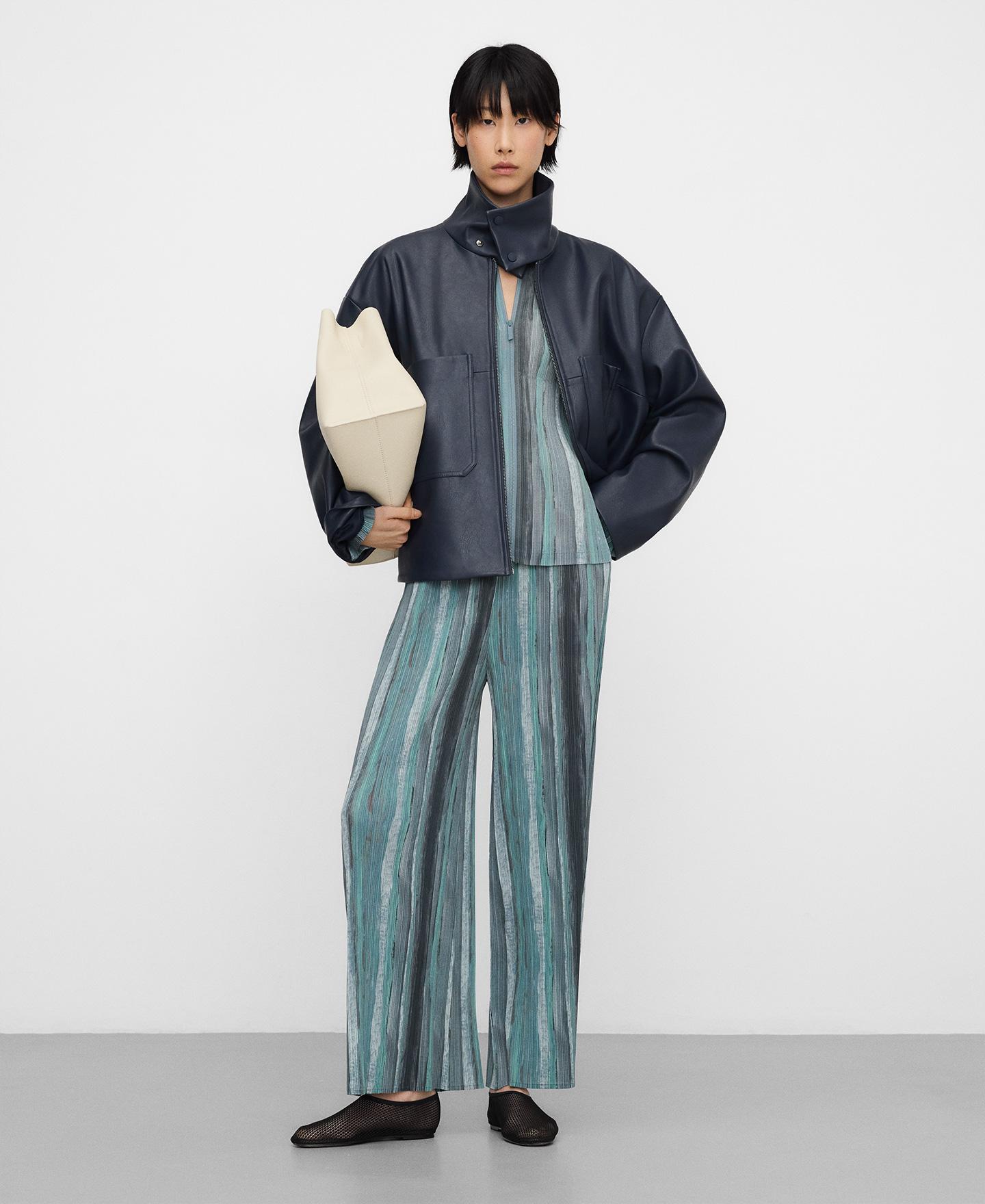 Calças com Corte a Direito com Estampado de Crinkle Multicolor-2