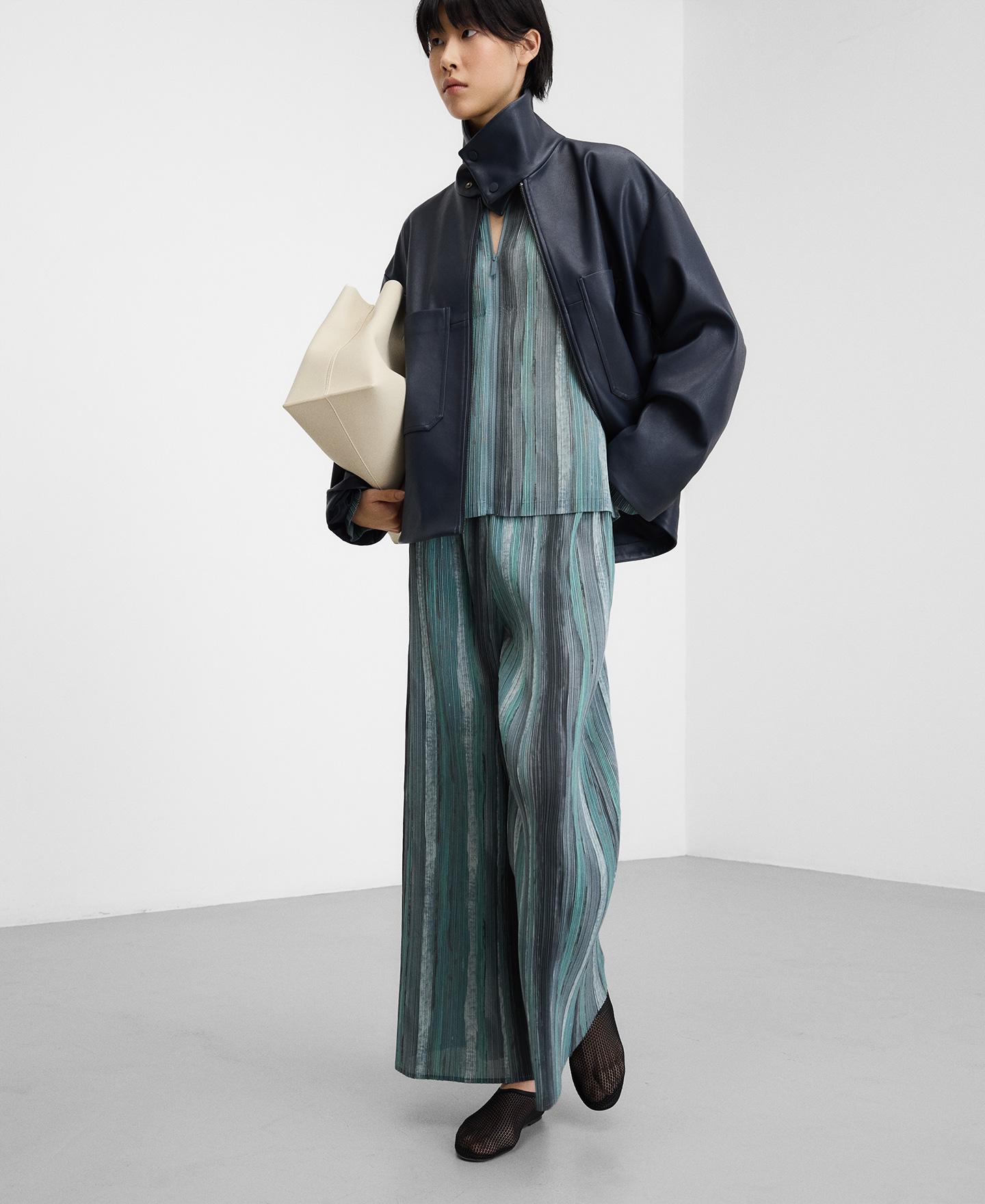 Calças com Corte a Direito com Estampado de Crinkle Multicolor-6