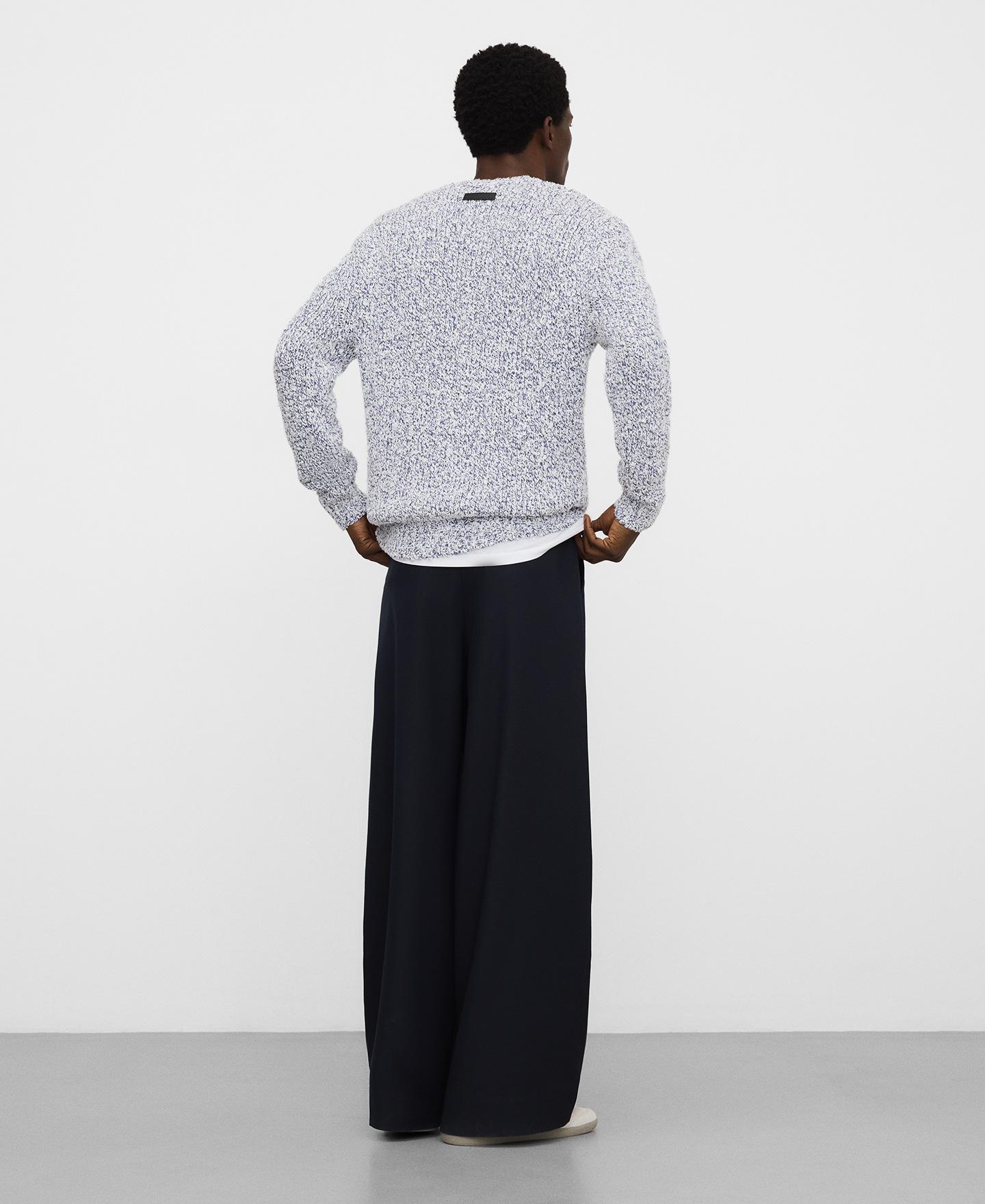 Camisola de Malha Melange com Textura Branco / Azul-3