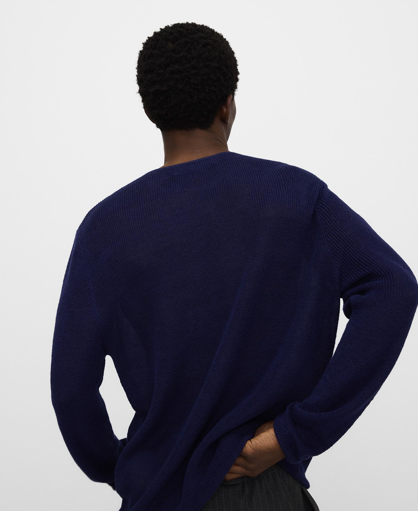 Camisola de Malha Aberta em Linho Europeu Azul-escuro-3