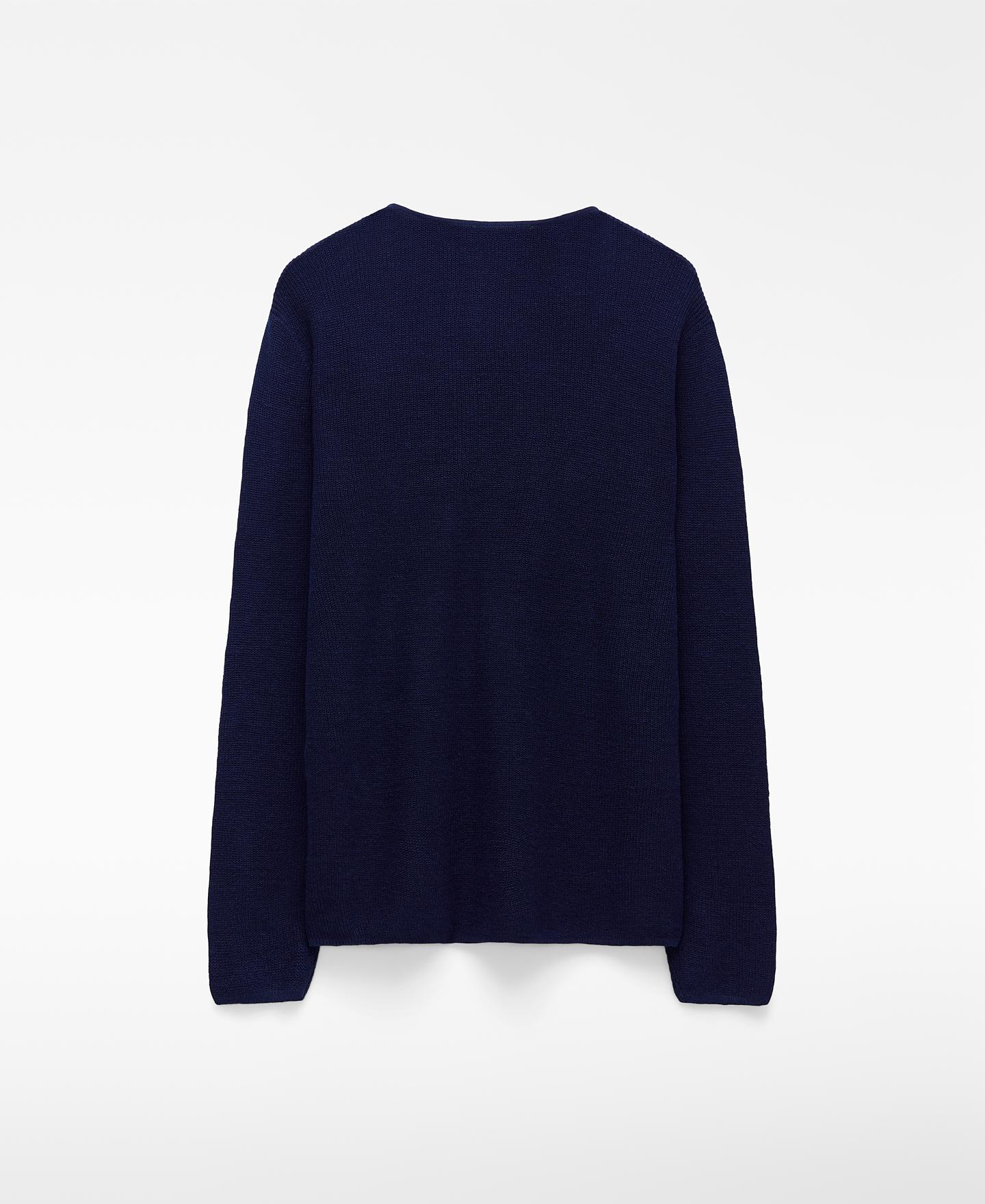 Camisola de Malha Aberta em Linho Europeu Azul-escuro-6