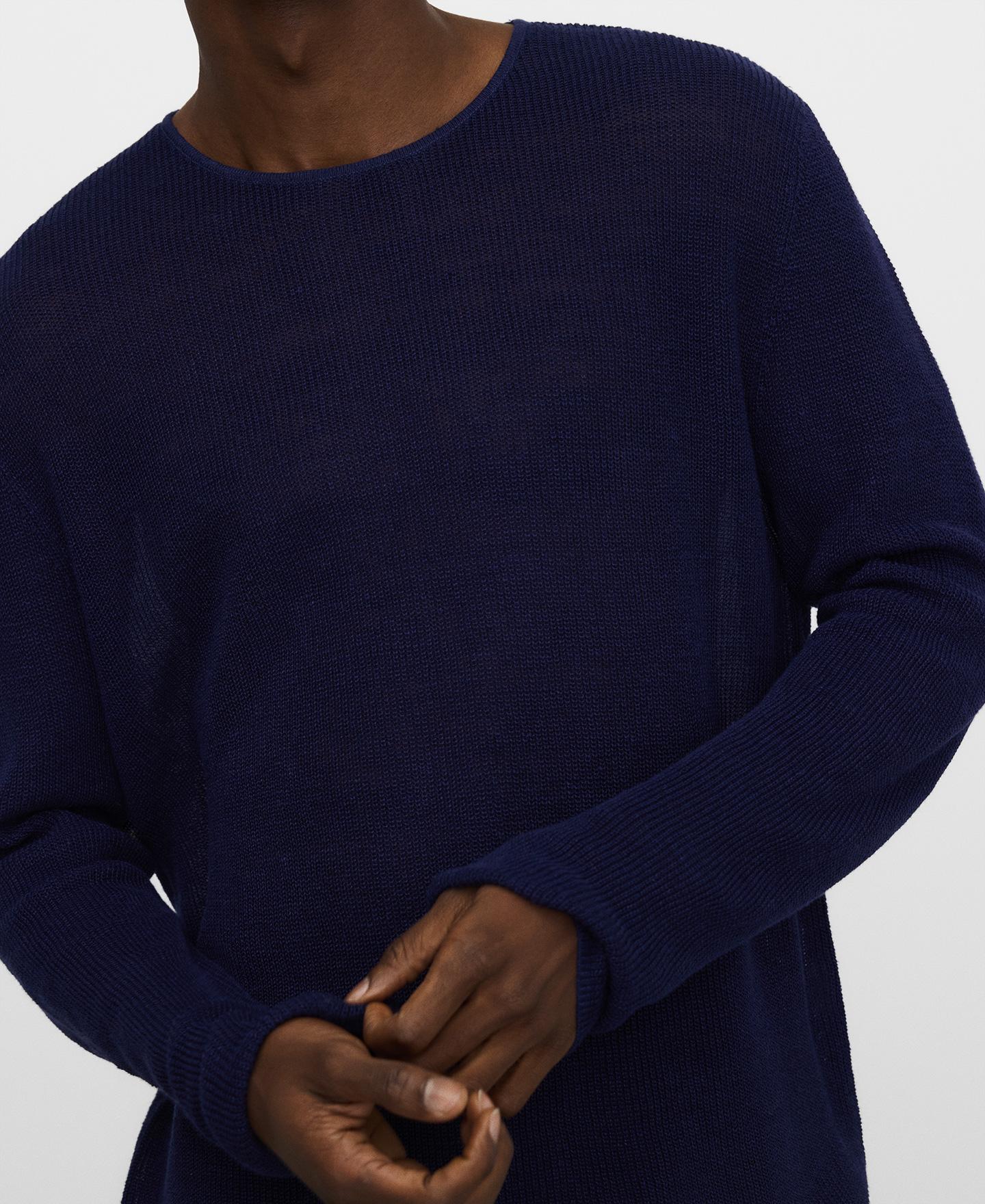 Camisola de Malha Aberta em Linho Europeu Azul-escuro-4