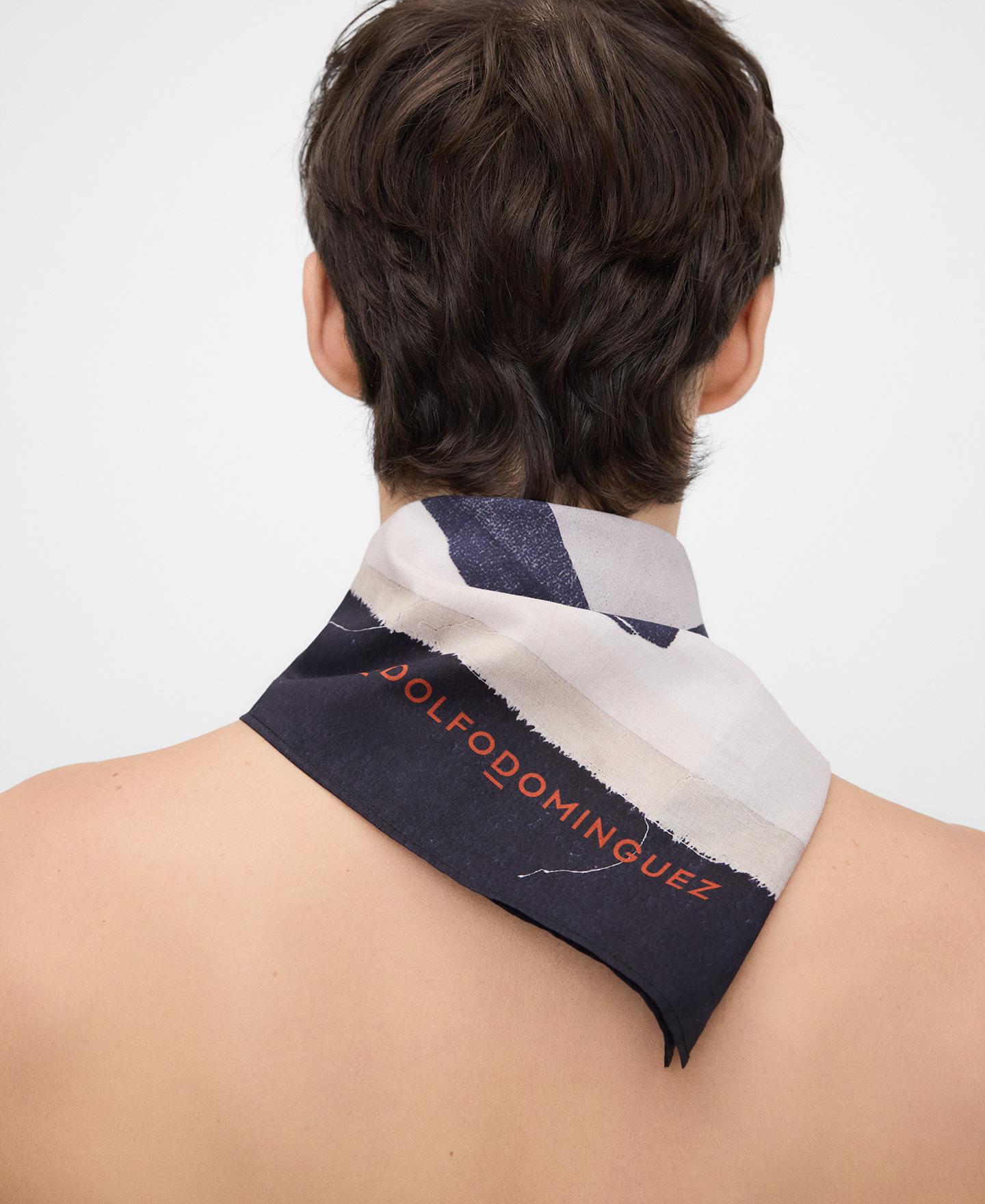 Lenço de Algodão Estampado Azul-marinho-5
