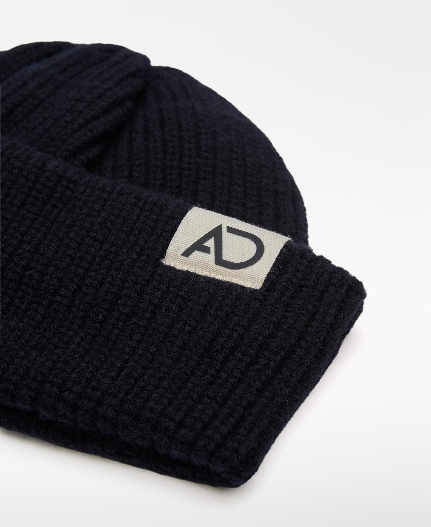 Gorro Beanie de Lã em Malha Grossa Azul-marinho-2