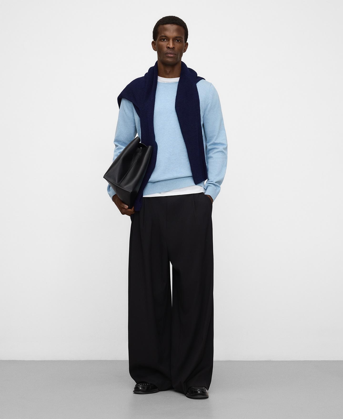 Camisola de Gola Rolo em Algodão Orgânico Azul-celeste-2