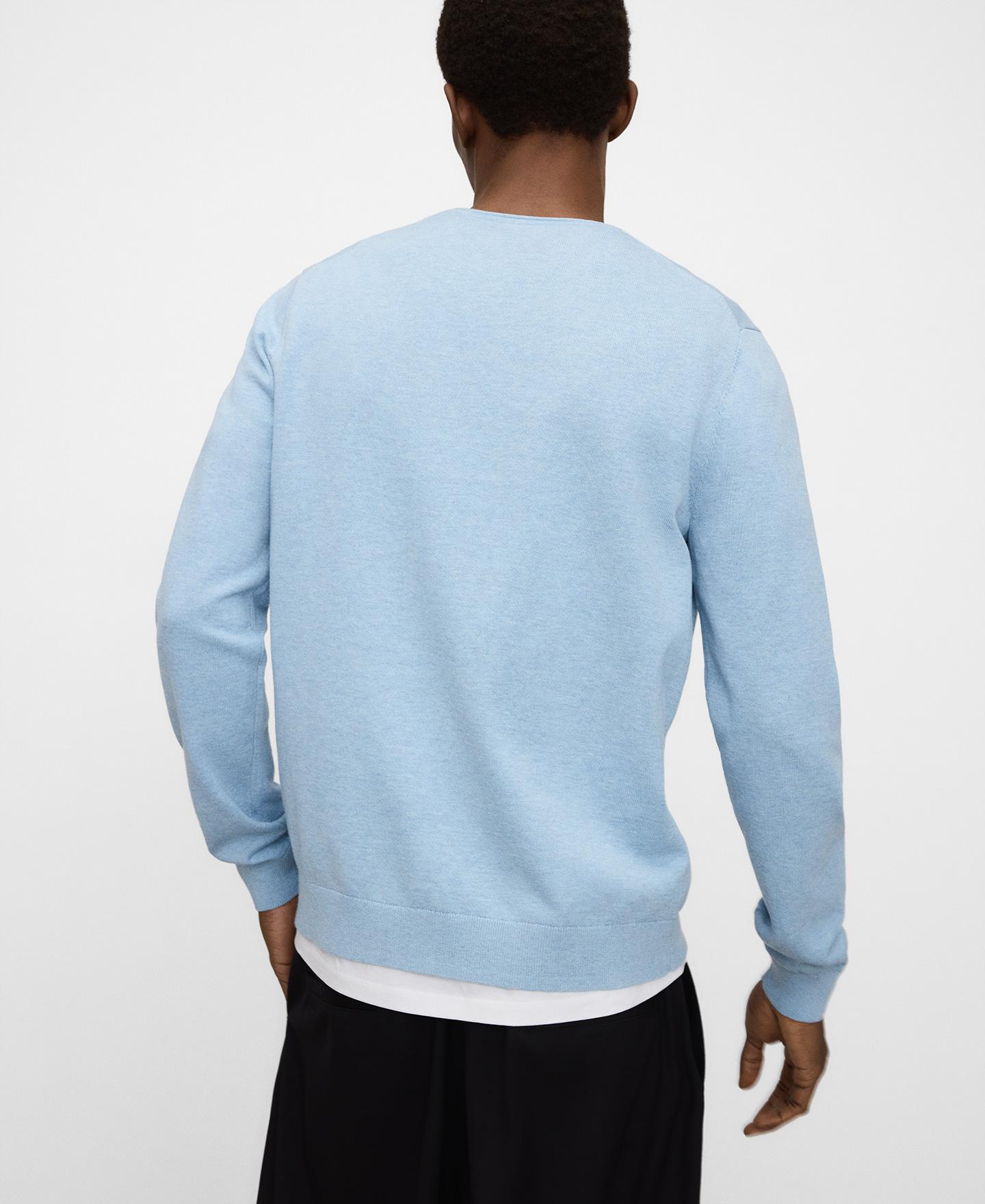 Camisola de Gola Rolo em Algodão Orgânico Azul-celeste-3