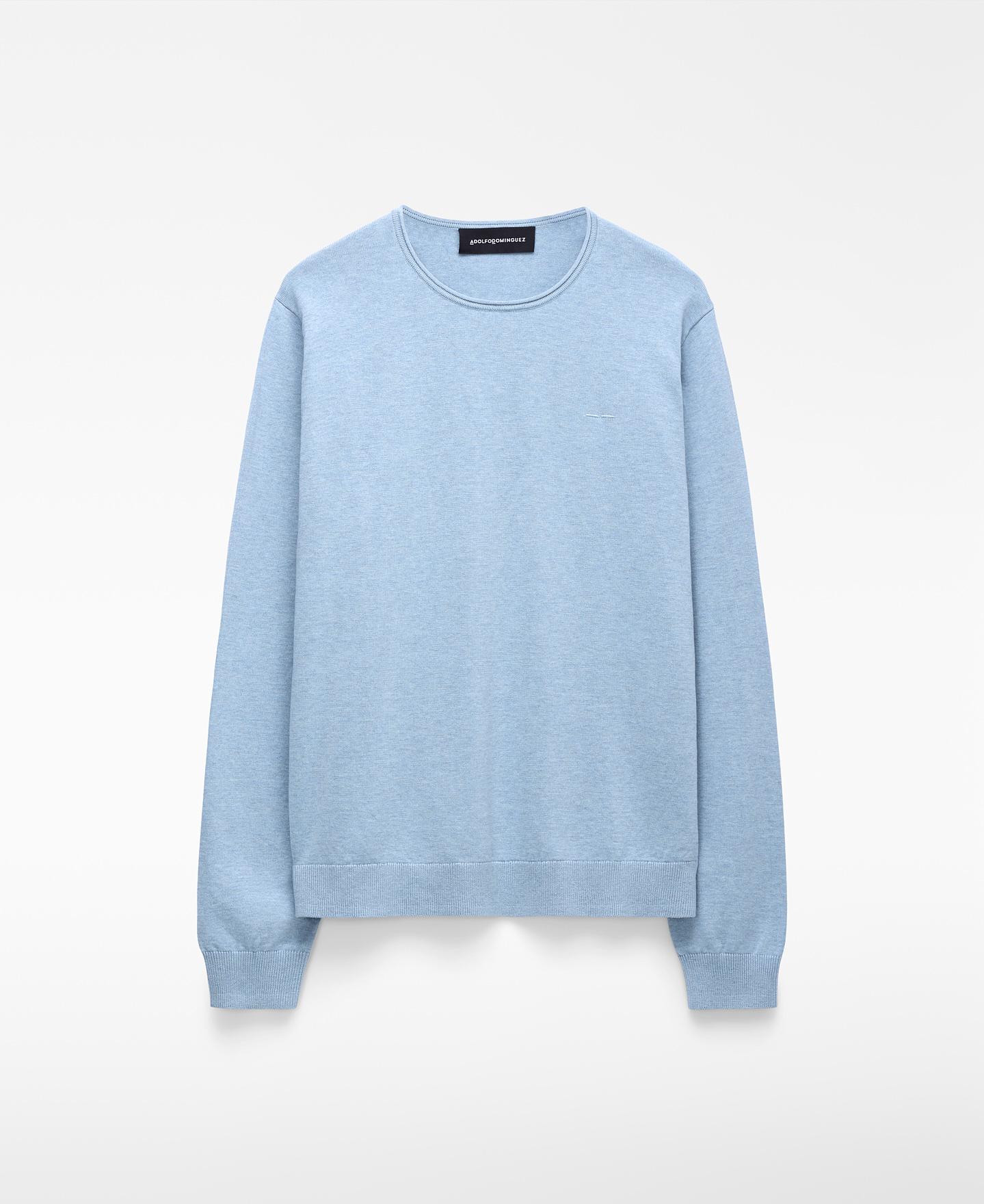 Camisola de Gola Rolo em Algodão Orgânico Azul-celeste-5