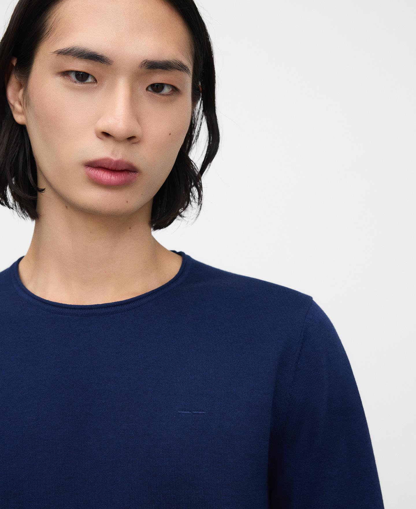Camisola de Gola Rolo em Algodão Orgânico Índigo-4