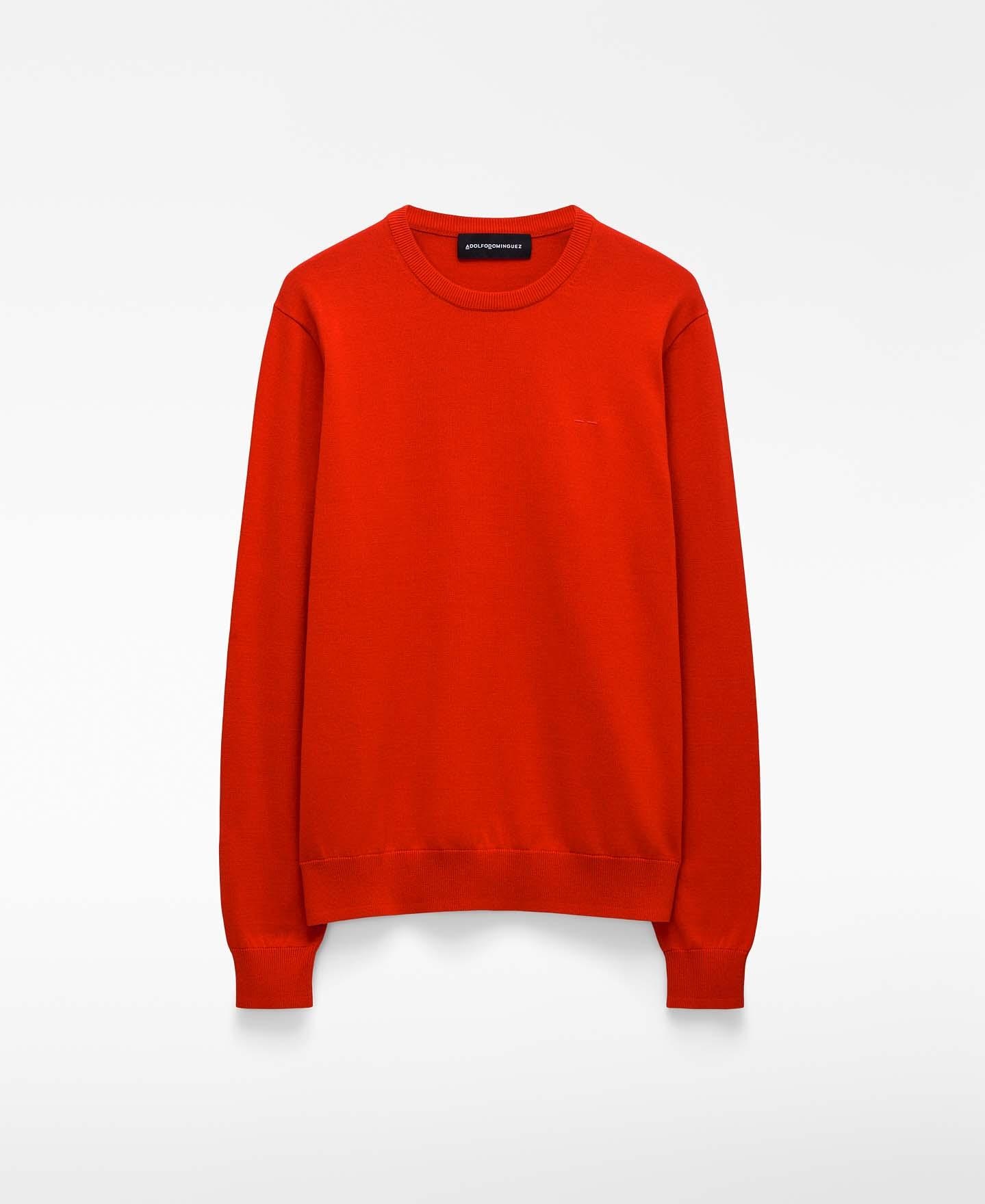 Camisola de Gola Redonda em Algodão Orgânico Coral-5