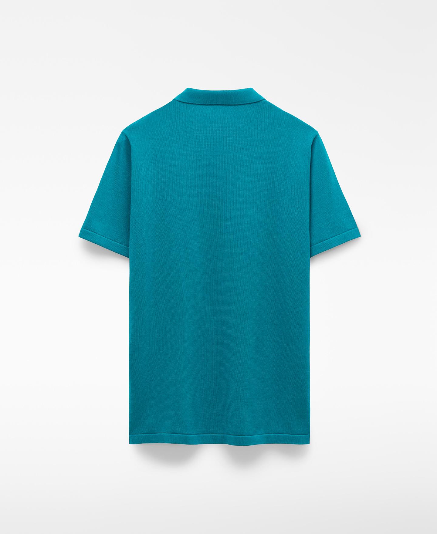 Polo de Manga Curta Regular Fit em Algodão Orgânico Azul-turquesa-6