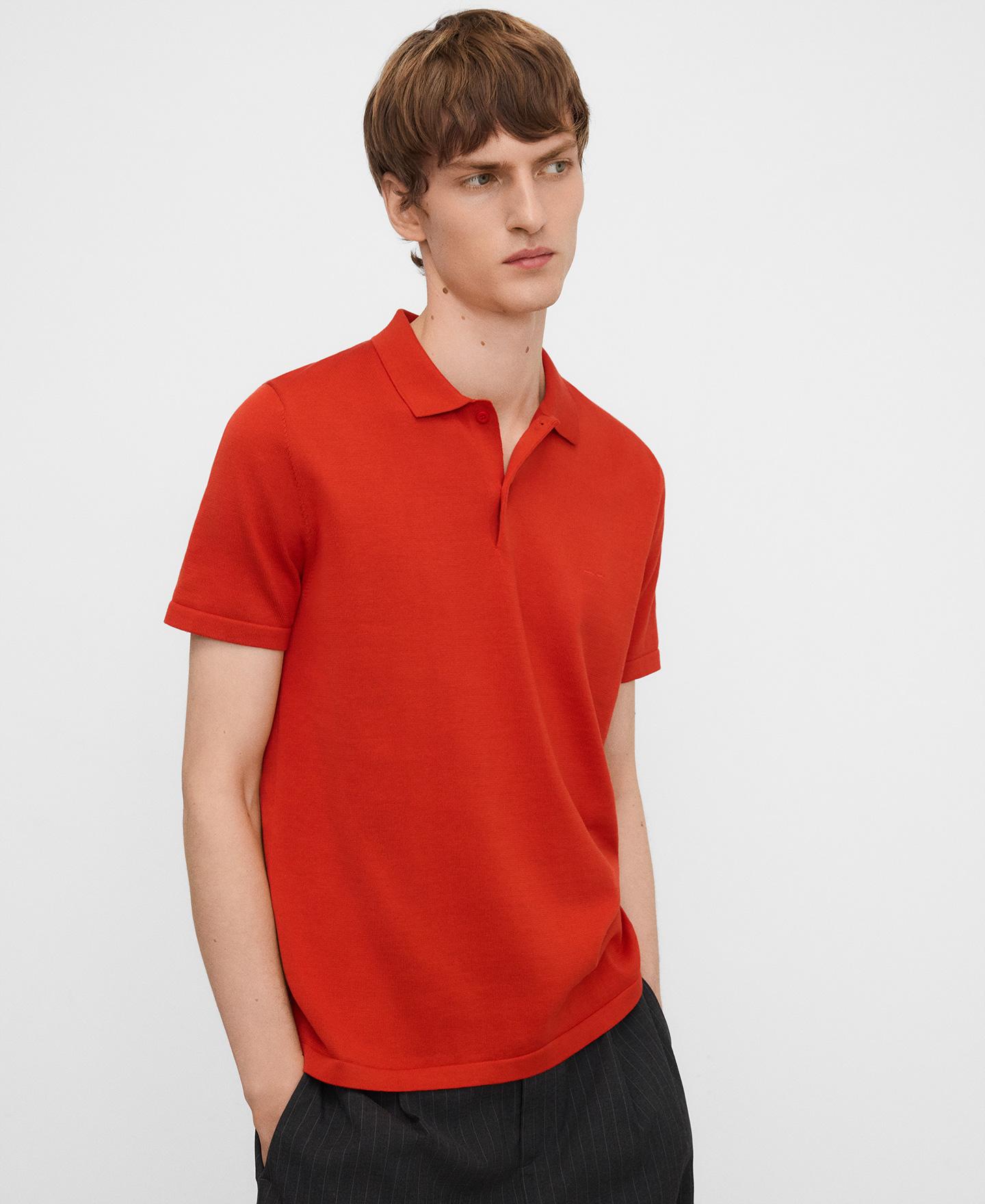 Polo de Manga Curta Regular Fit em Algodão Orgânico Coral-1