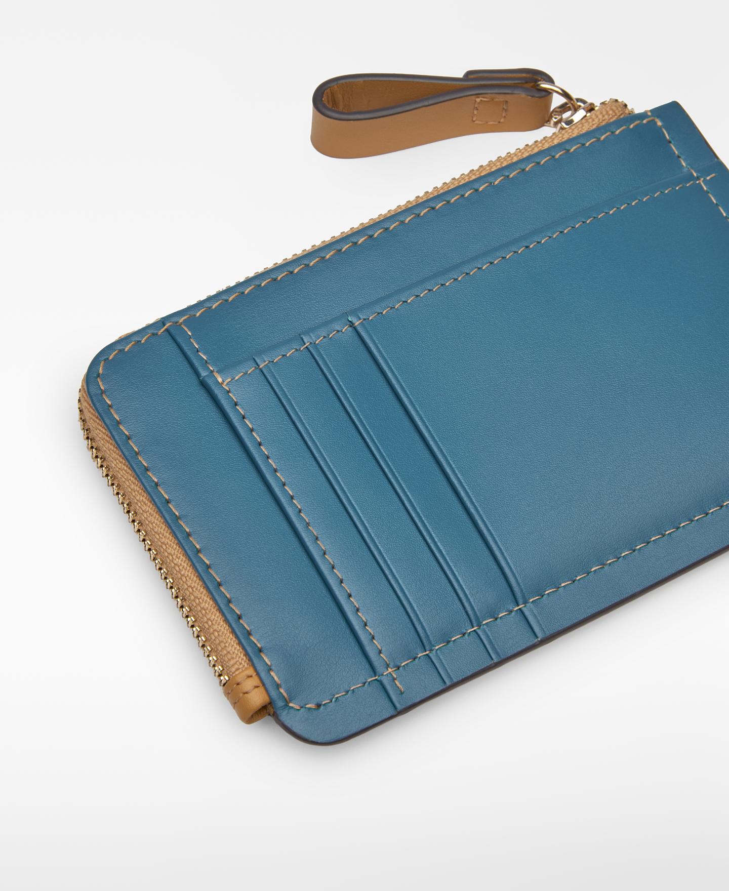 Porta-moedas Pequeno com Fecho Zip Azul-turquesa-2