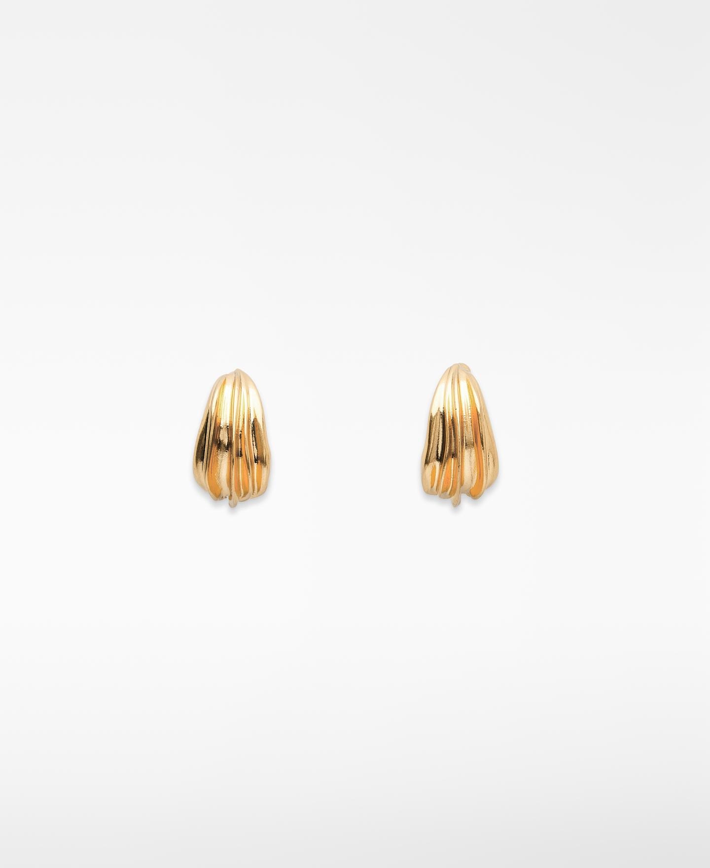 Brincos de Argola Metálica com Relevo Dourado-1