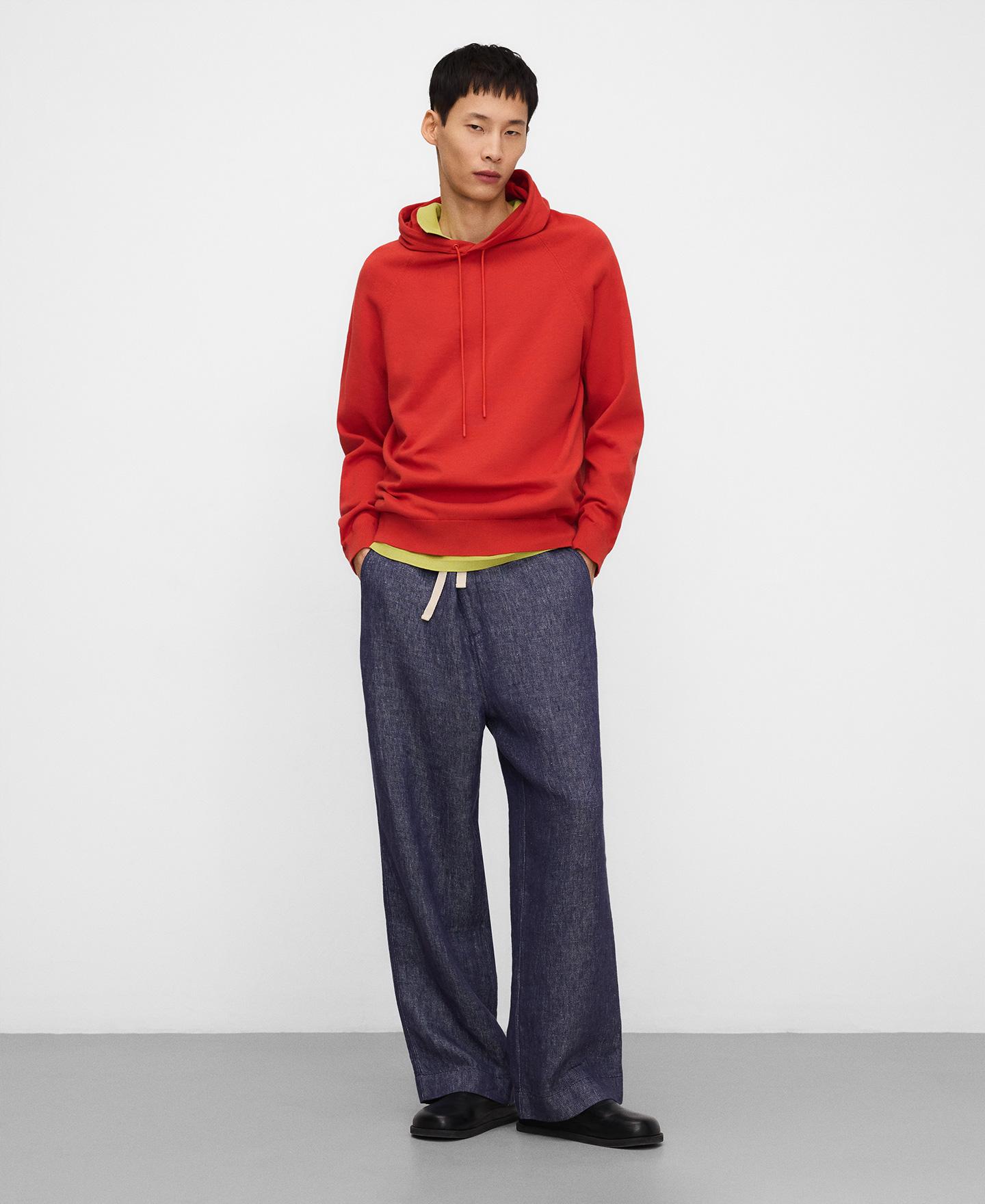 Sweatshirt com Capuz de Malha em Algodão Orgânico Coral-2