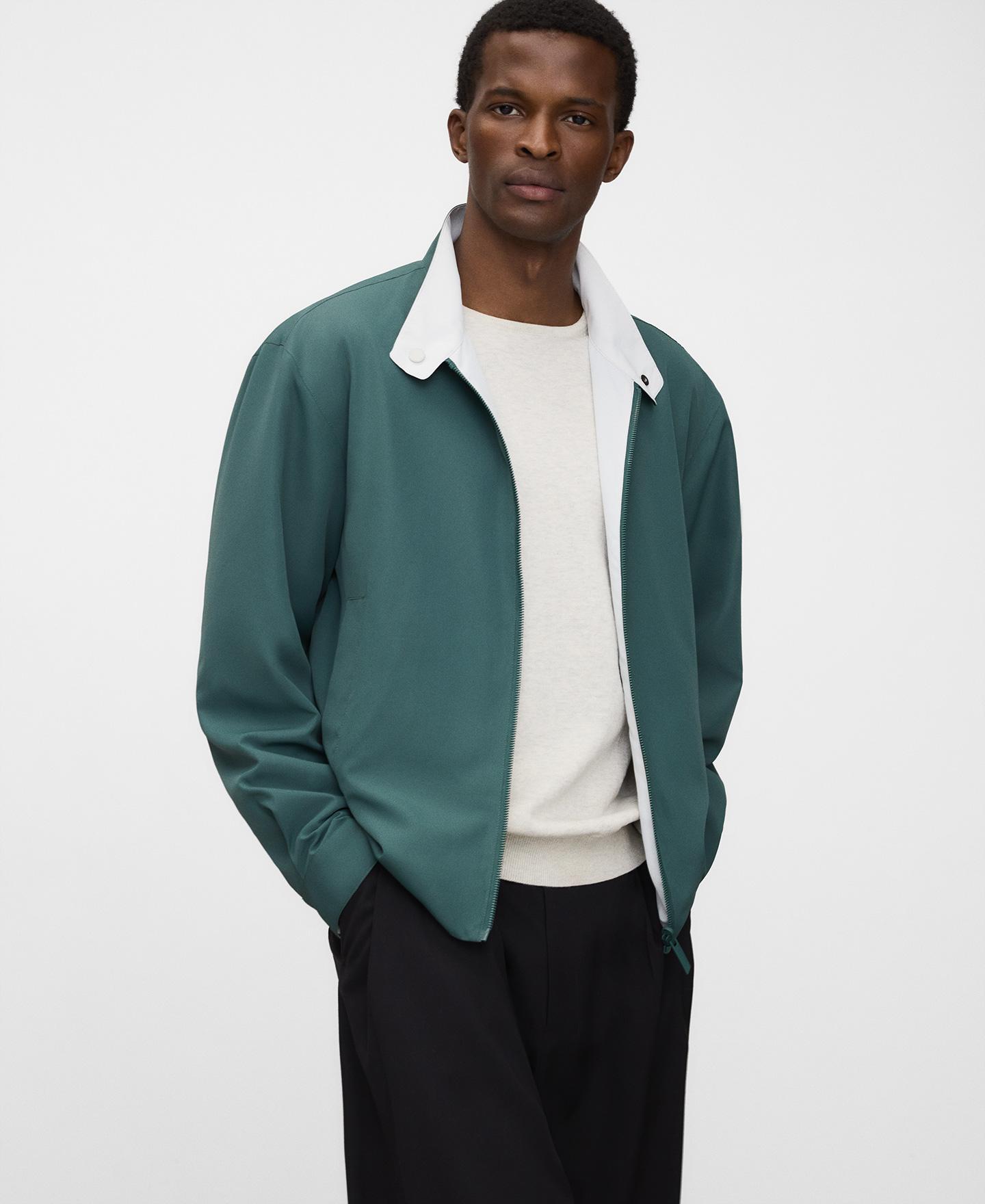 Blusão Bomber Reversível em Nylon Branco / Verde-5