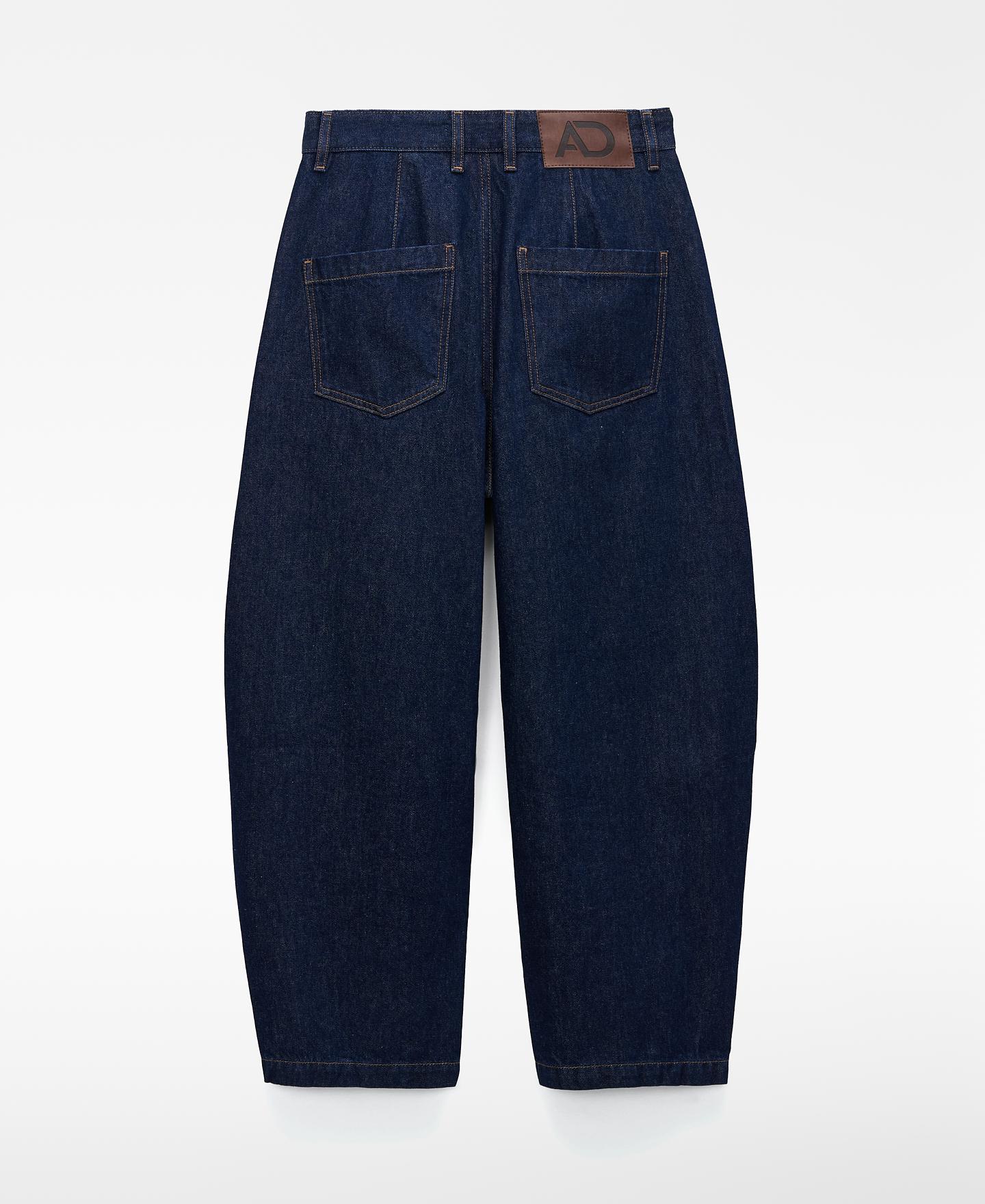 Jeans Barrel Fit em Denim de Algodão Azul-marinho-6