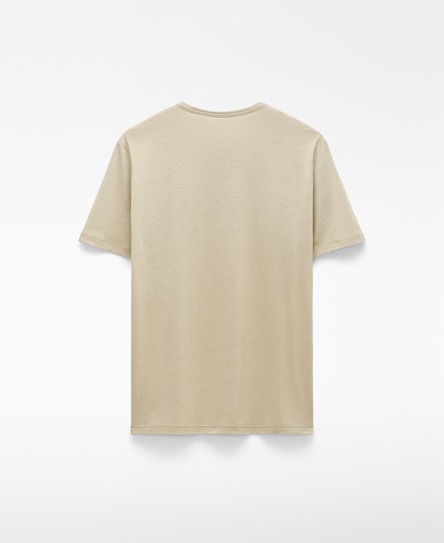 T-shirt de Manga Curta Regular Fit em Lyocell e Algodão Bege-6