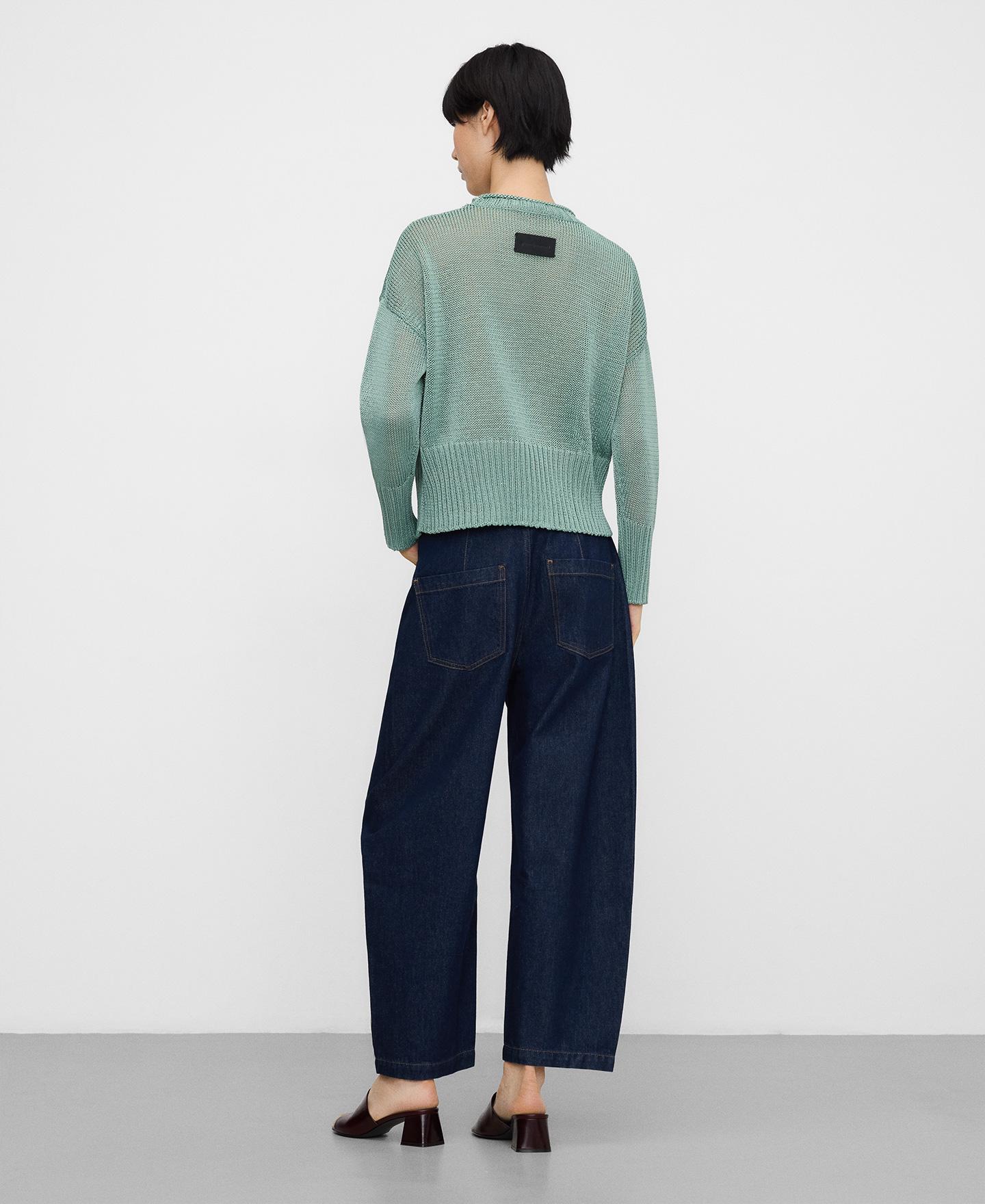 Camisola de Malha com Gola Redonda Verde Água-3