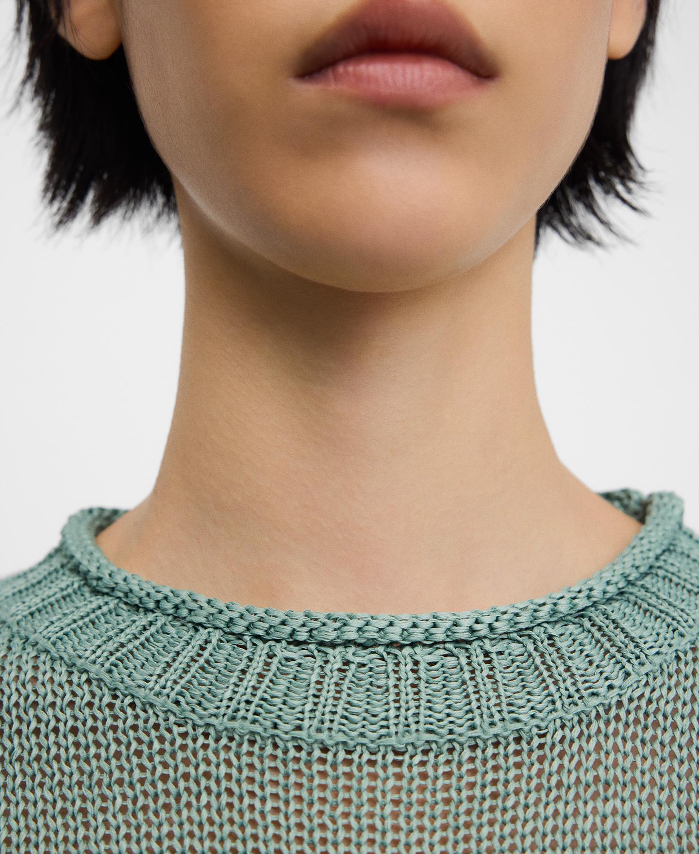 Camisola de Malha com Gola Redonda Verde Água-4