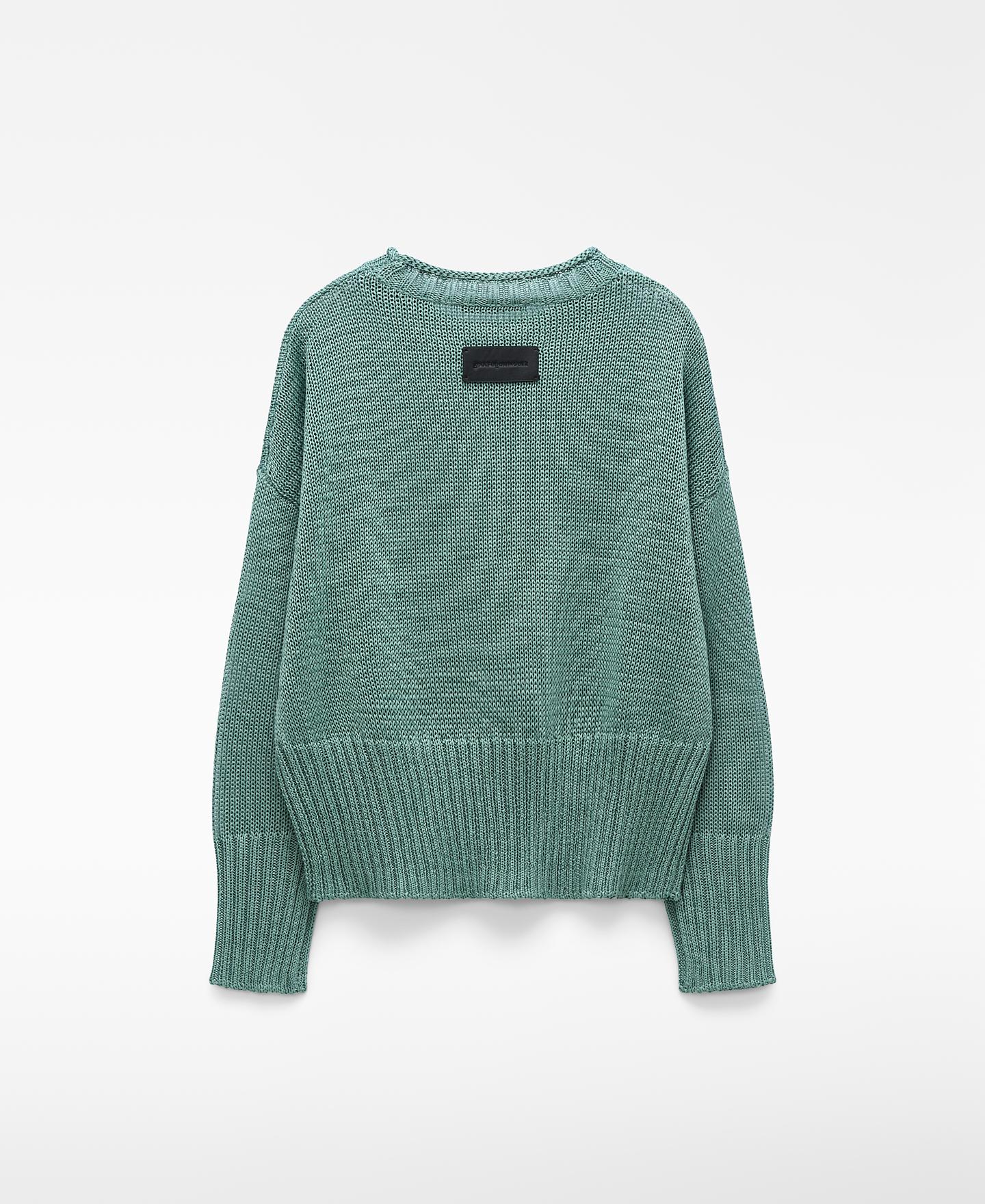 Camisola de Malha com Gola Redonda Verde Água-6