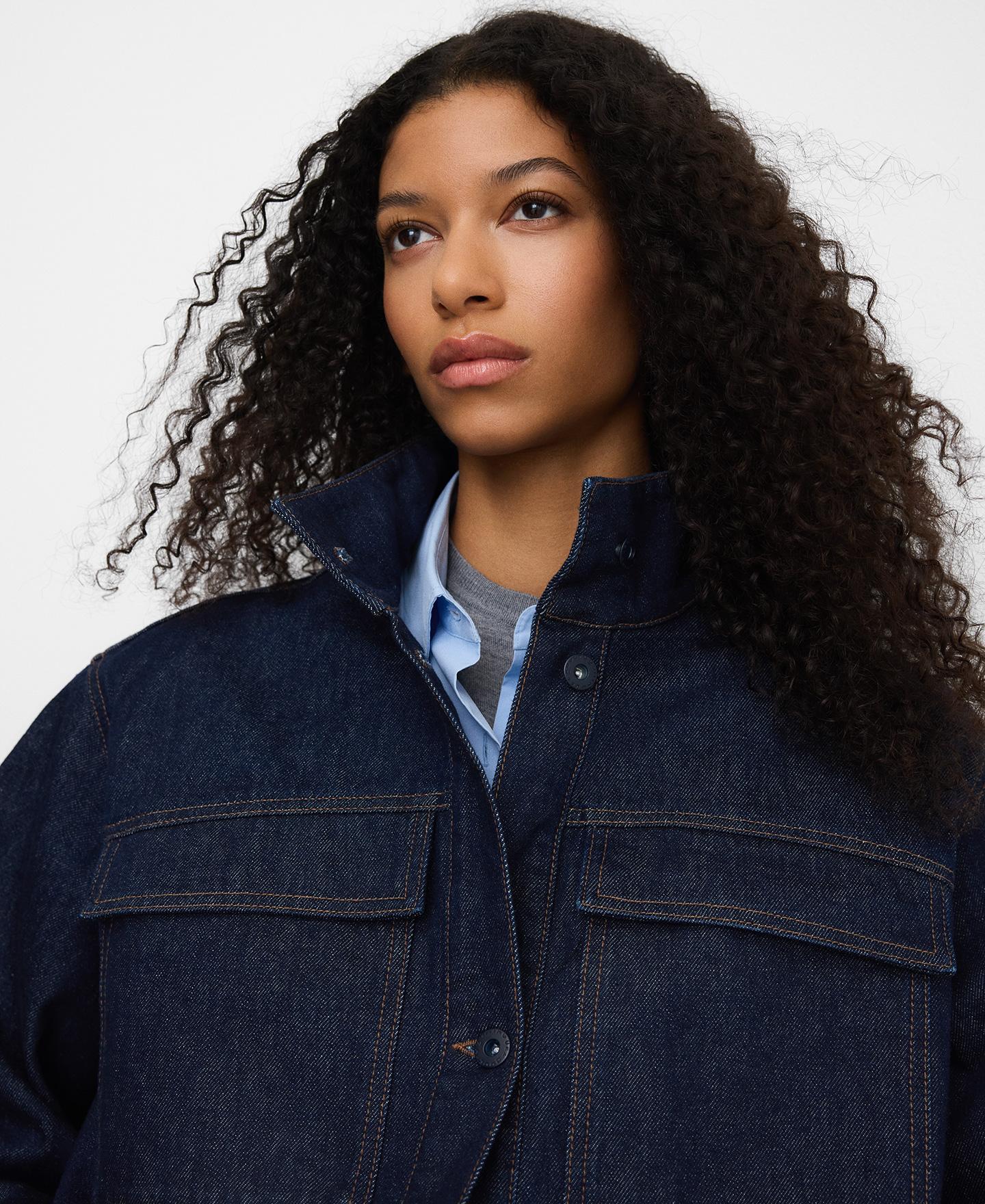 Jeans com Corte a Direito em Denim de Algodão Azul-marinho-4