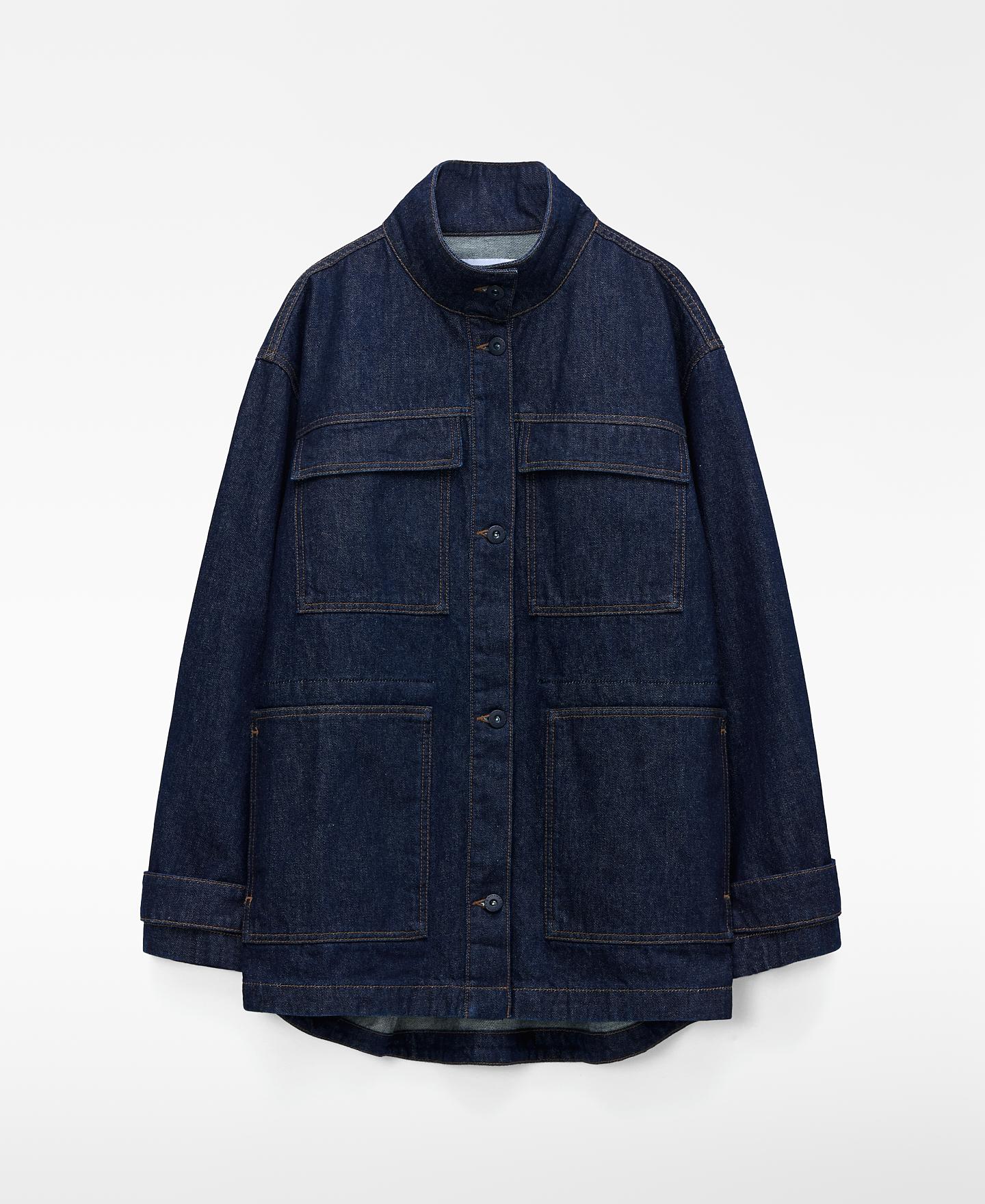 Jeans com Corte a Direito em Denim de Algodão Azul-marinho-5