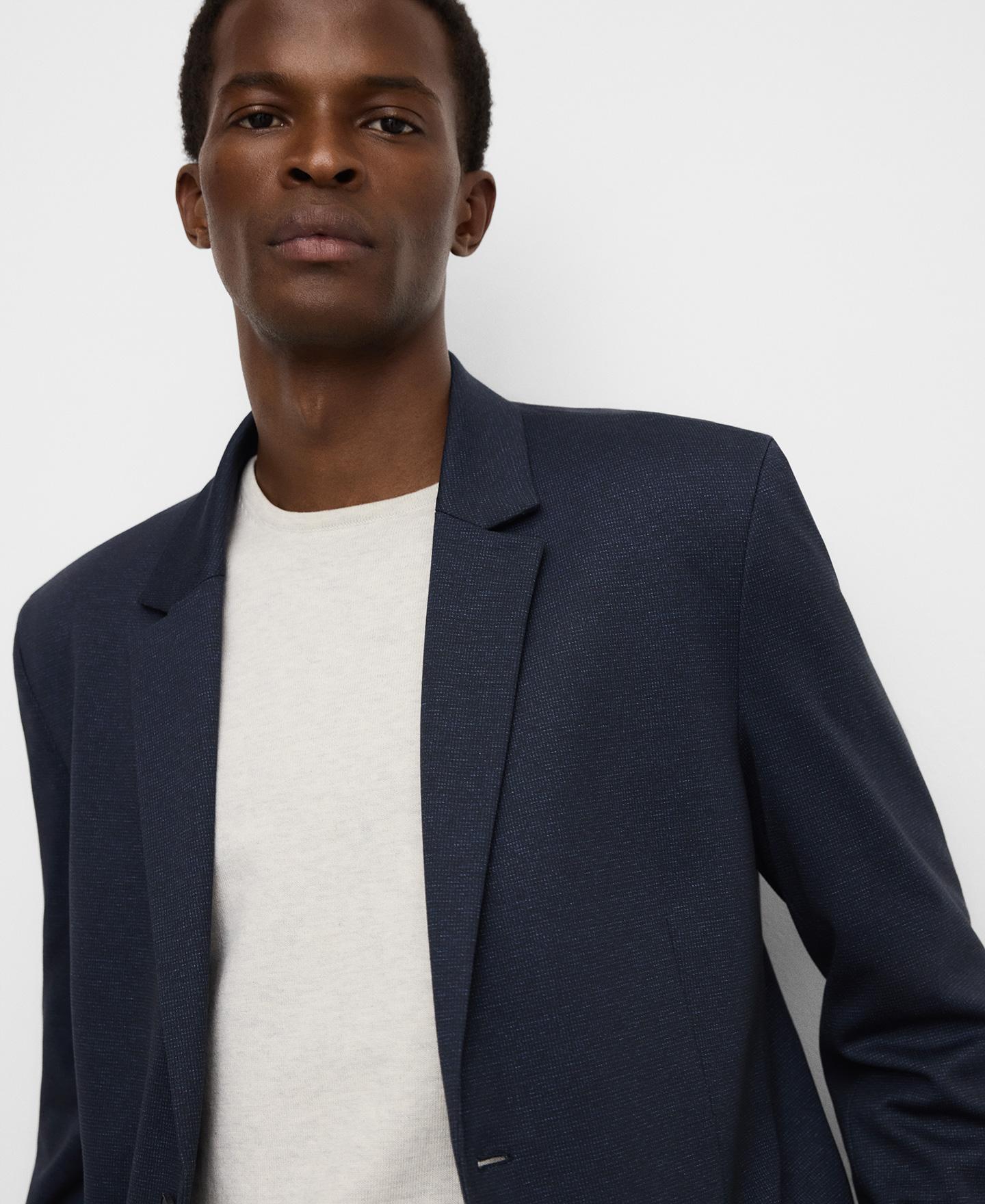Blazer de Corte Sastre com Microdesenho Azul-marinho-4