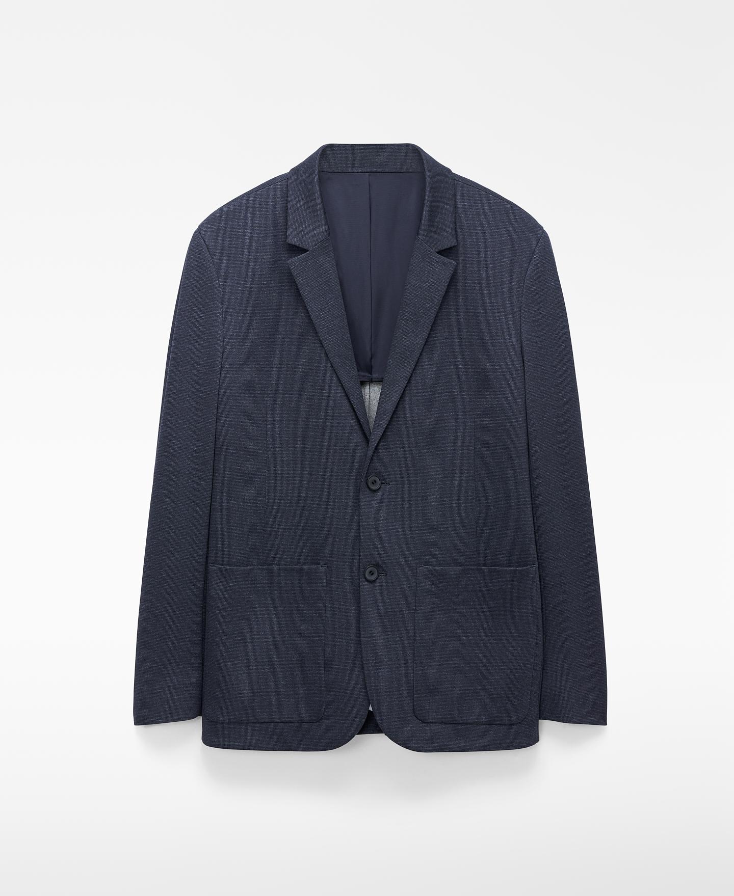 Blazer de Corte Sastre com Microdesenho Azul-marinho-5