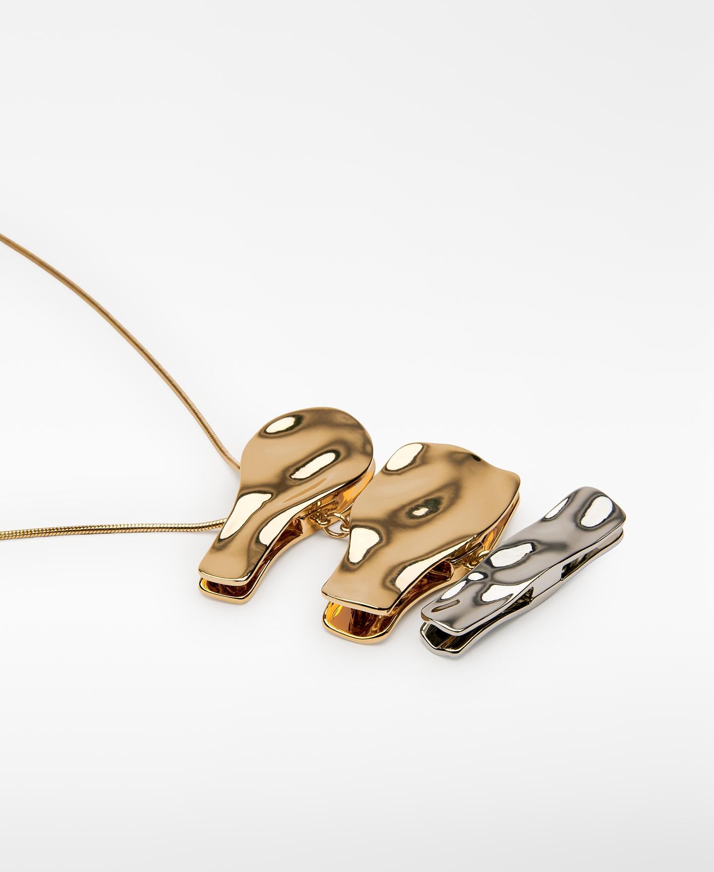 Colar com Peças Metálicas Bicolor Dourado-2