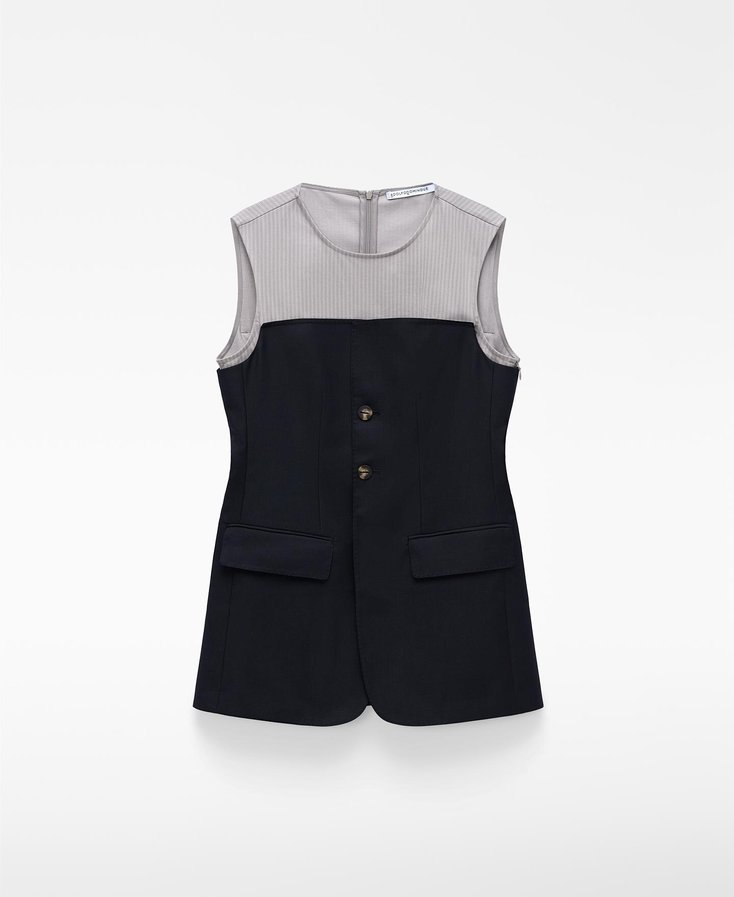 Top Combinado com Botões Azul-marinho-5