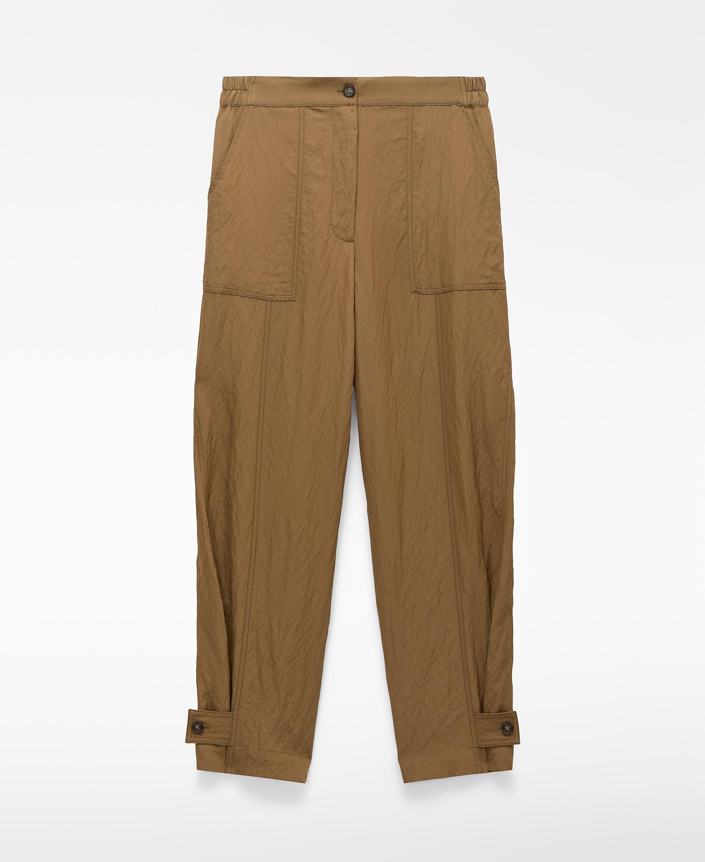 Calças Jogger com Efeito Enrugado Castanho-7