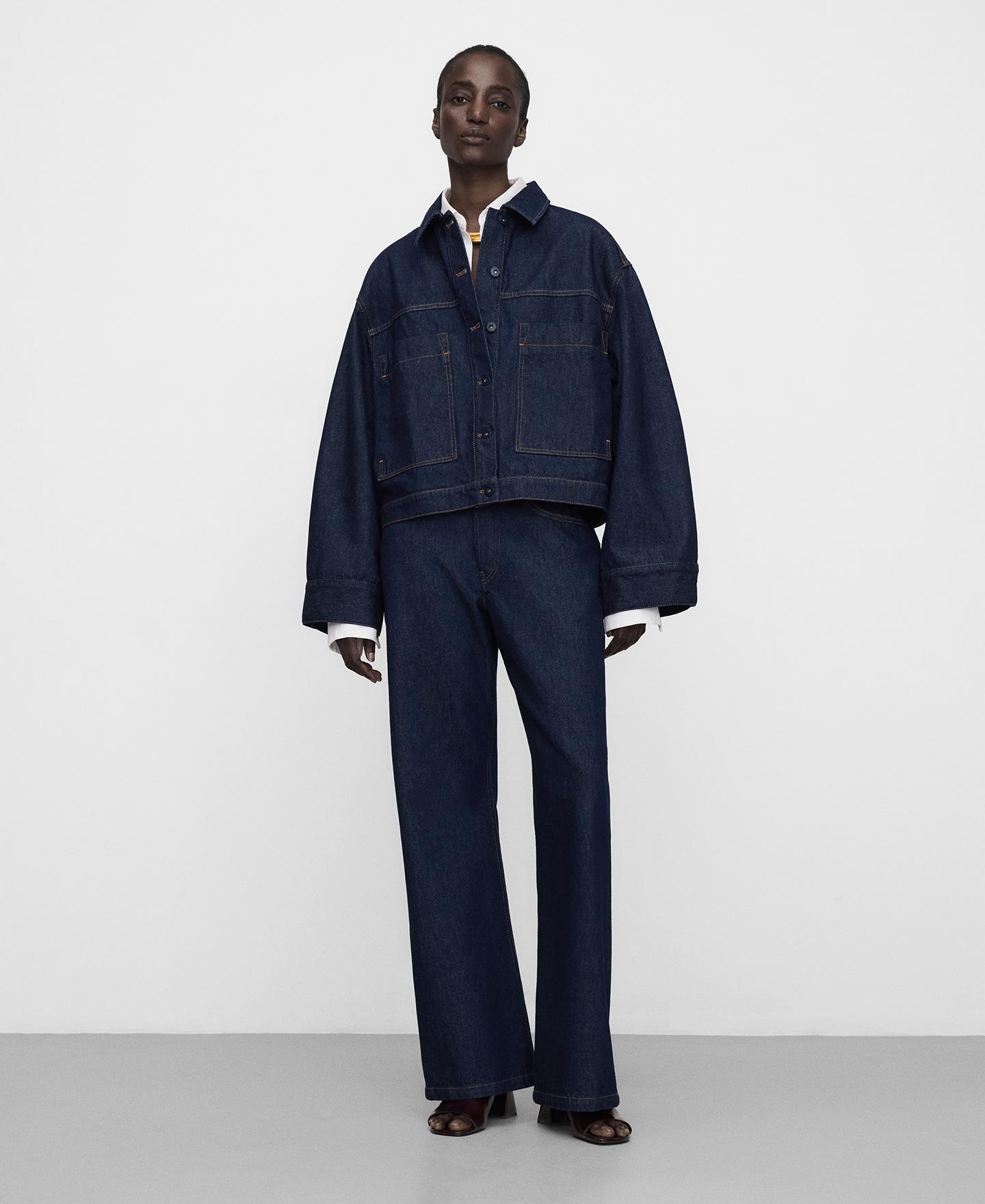 Blusão Jeans Boxy em Denim de Algodão Azul-marinho-2