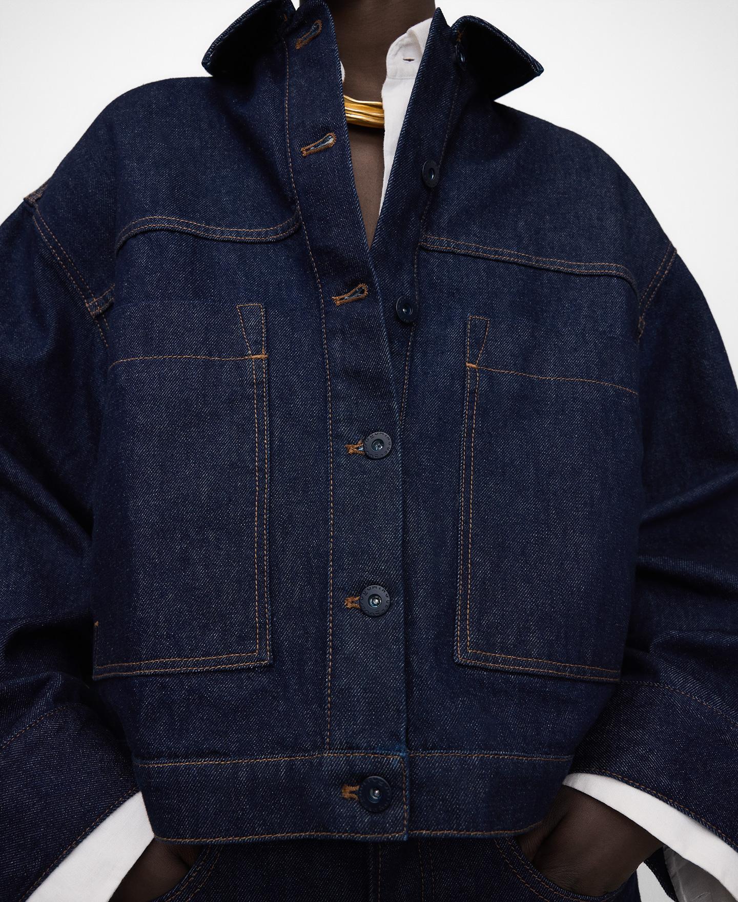 Blusão Jeans Boxy em Denim de Algodão Azul-marinho-4