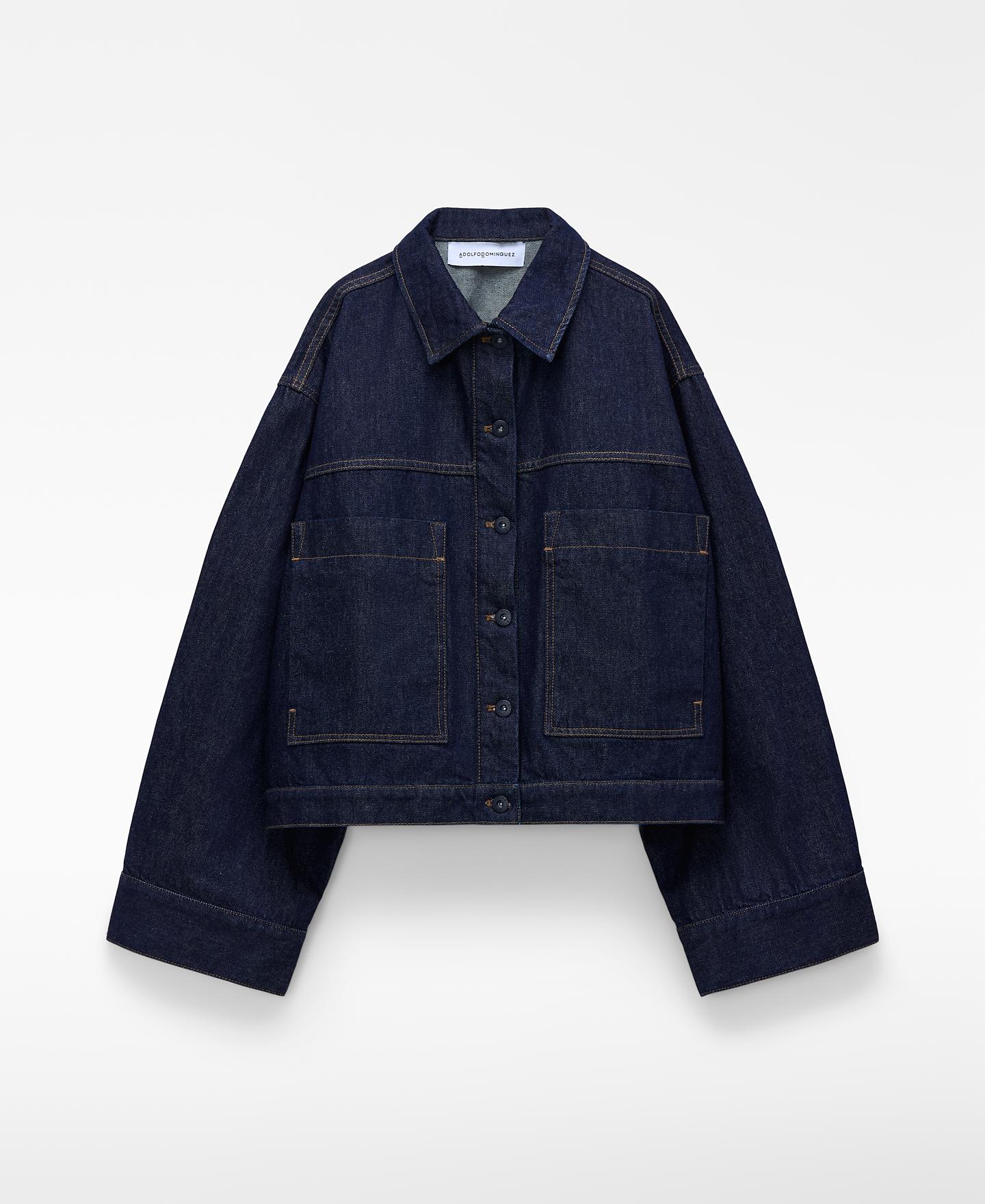 Blusão Jeans Boxy em Denim de Algodão Azul-marinho-5