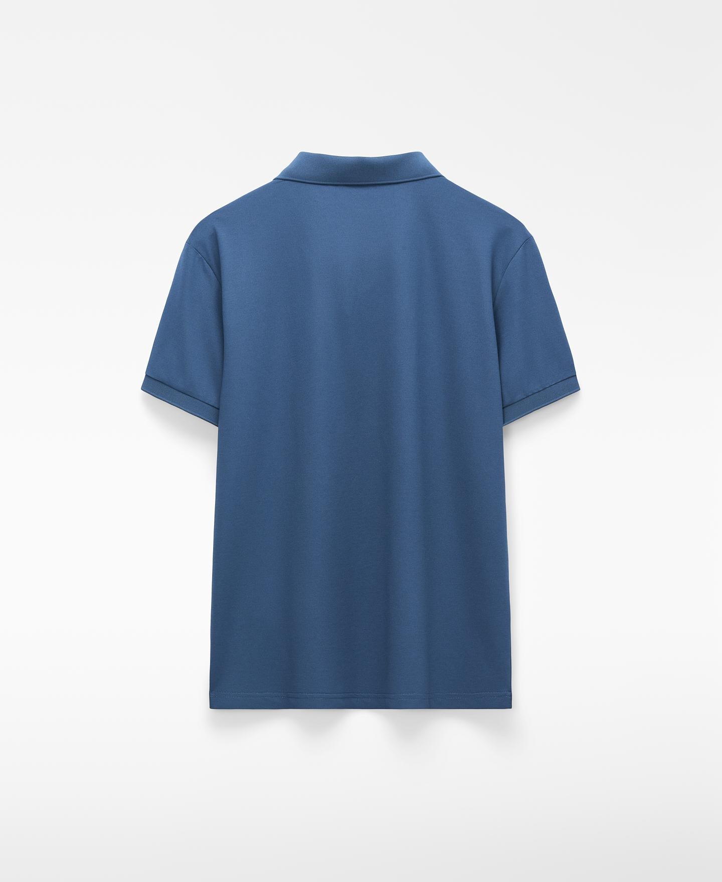 Polo de Manga Curta Regular Fit com Gola em V Azul denim-6
