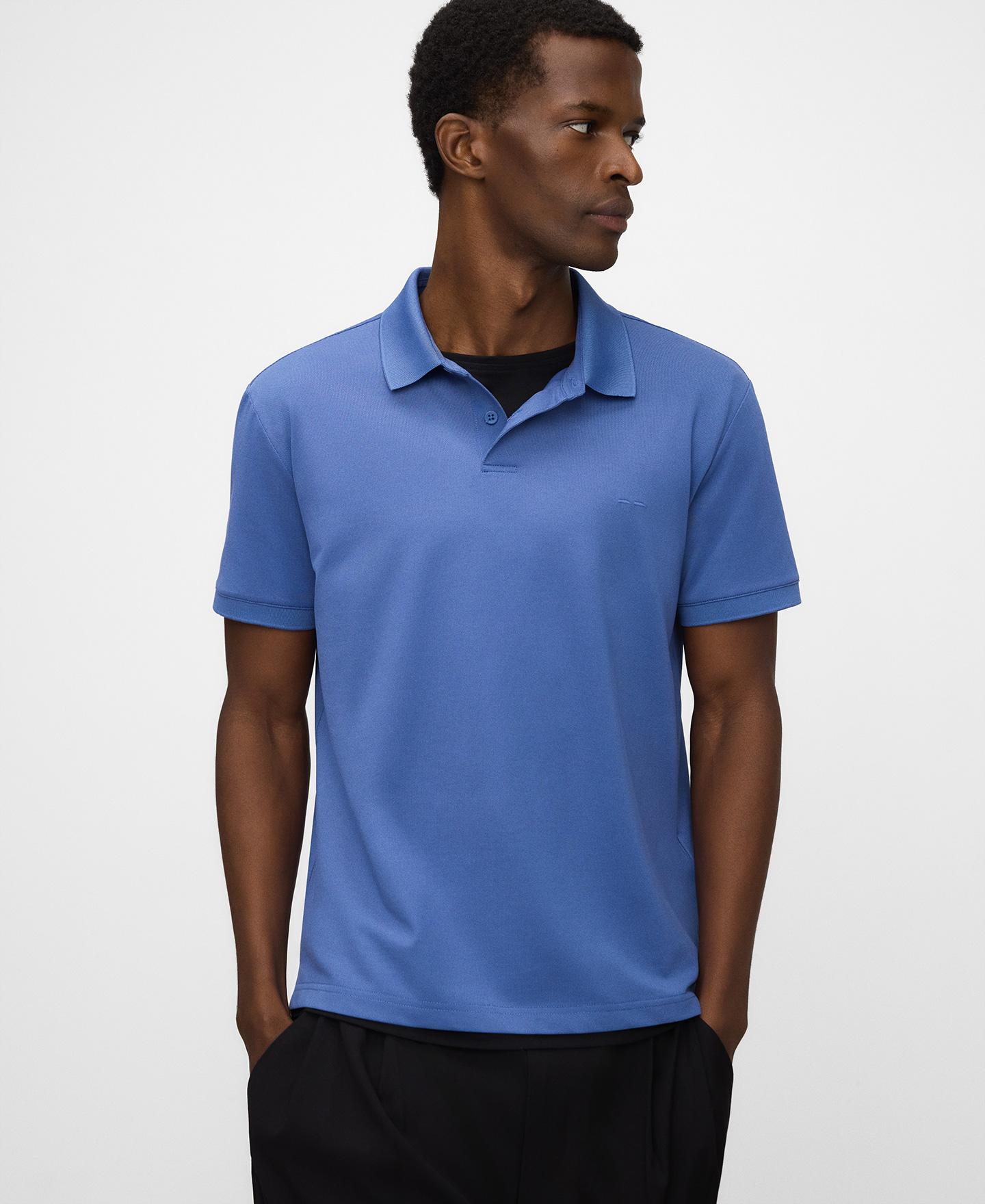 Polo de Manga Curta Regular Fit com Logo Bordado Azul-1