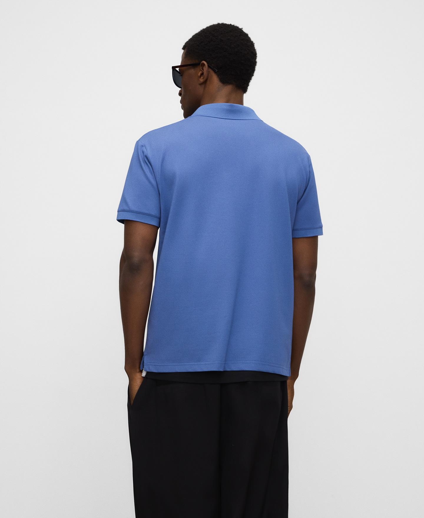 Polo de Manga Curta Regular Fit com Logo Bordado Azul-2
