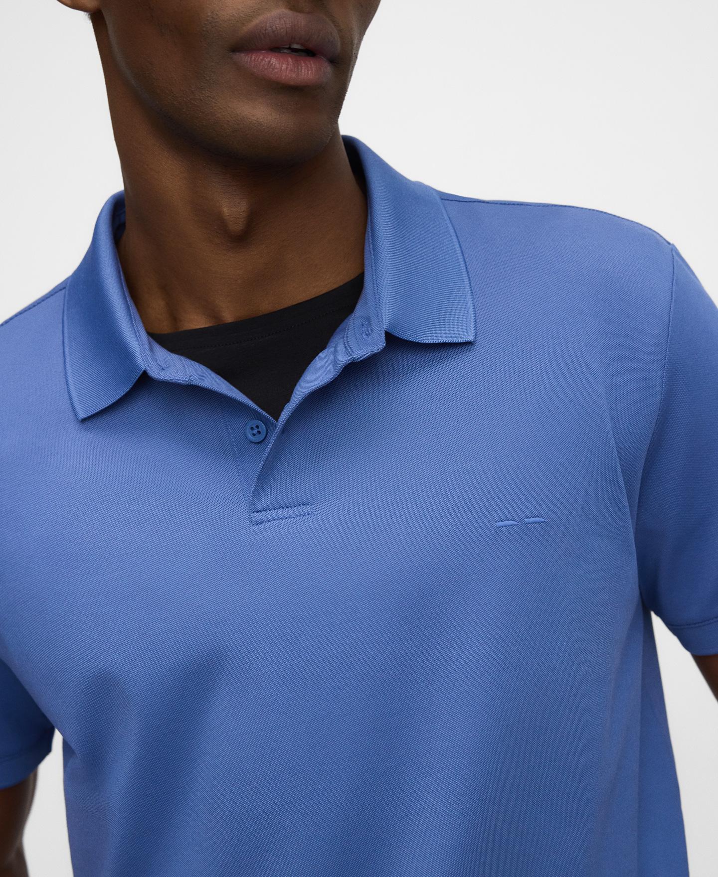 Polo de Manga Curta Regular Fit com Logo Bordado Azul-3