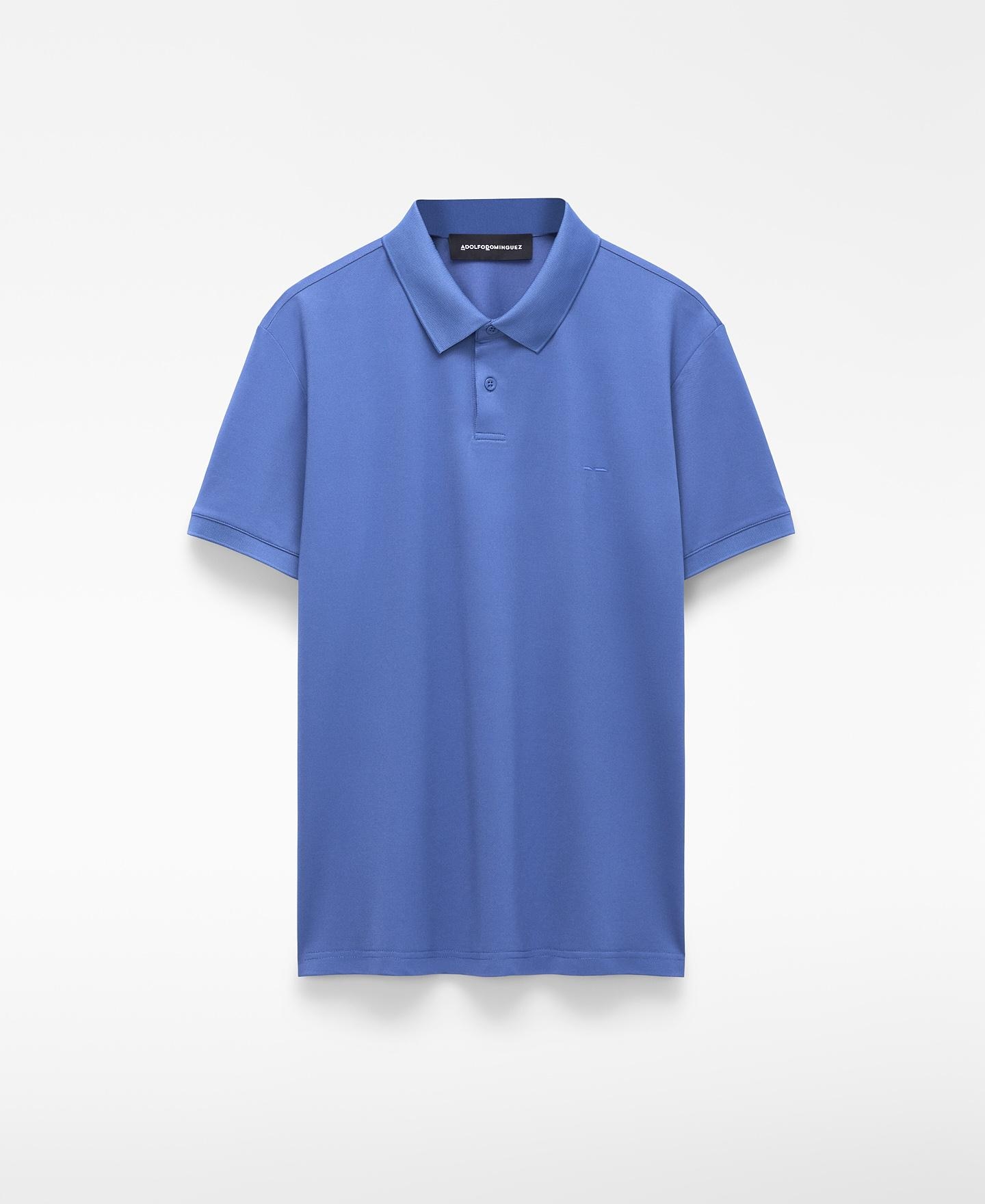 Polo de Manga Curta Regular Fit com Logo Bordado Azul-4