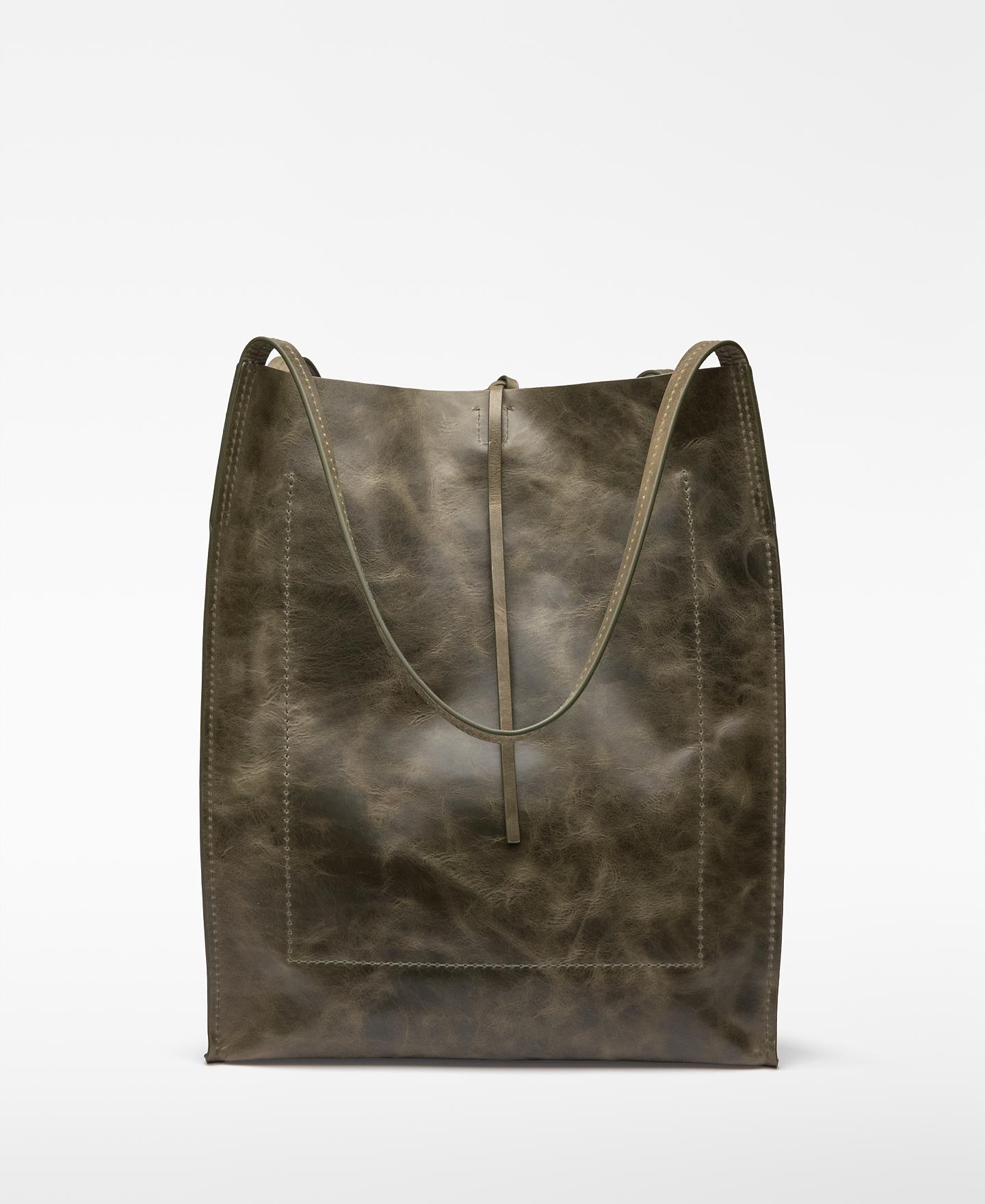 Mala Shopper Orión de Pele Verde Azeitona-2
