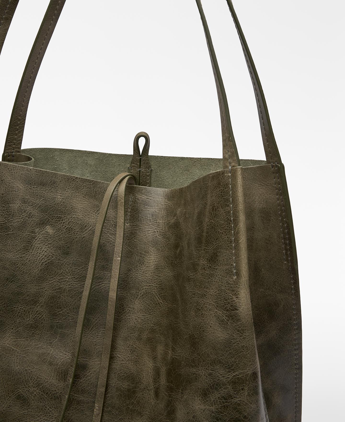 Mala Shopper Orión de Pele Verde Azeitona-3