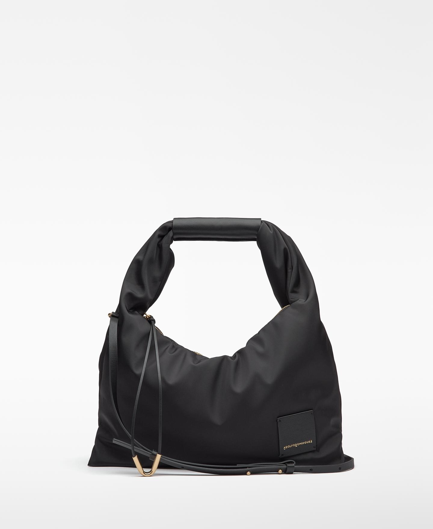 Mala de Ombro Média de Nylon Nube Preto-1