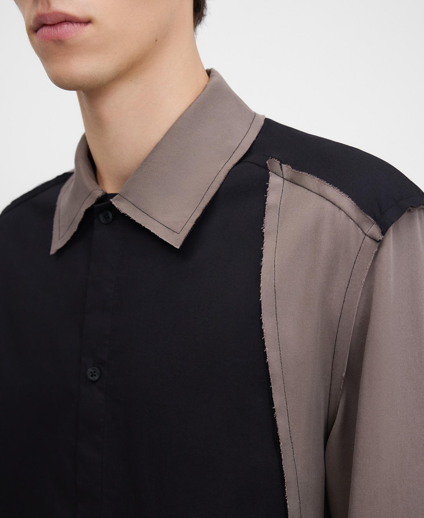 Camisa Combinada com Painéis em Contraste Azul-marinho-4