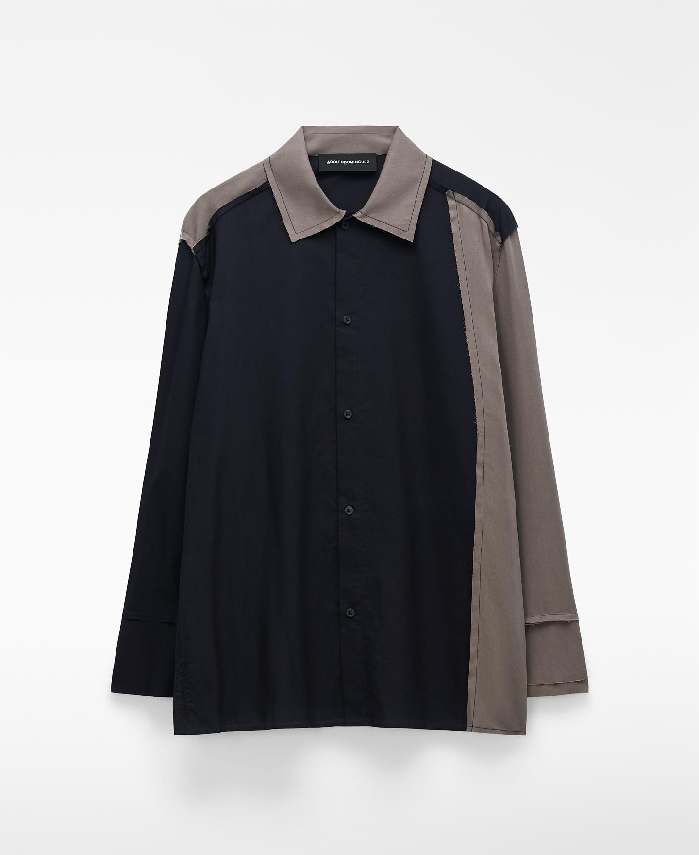 Camisa Combinada com Painéis em Contraste Azul-marinho-5