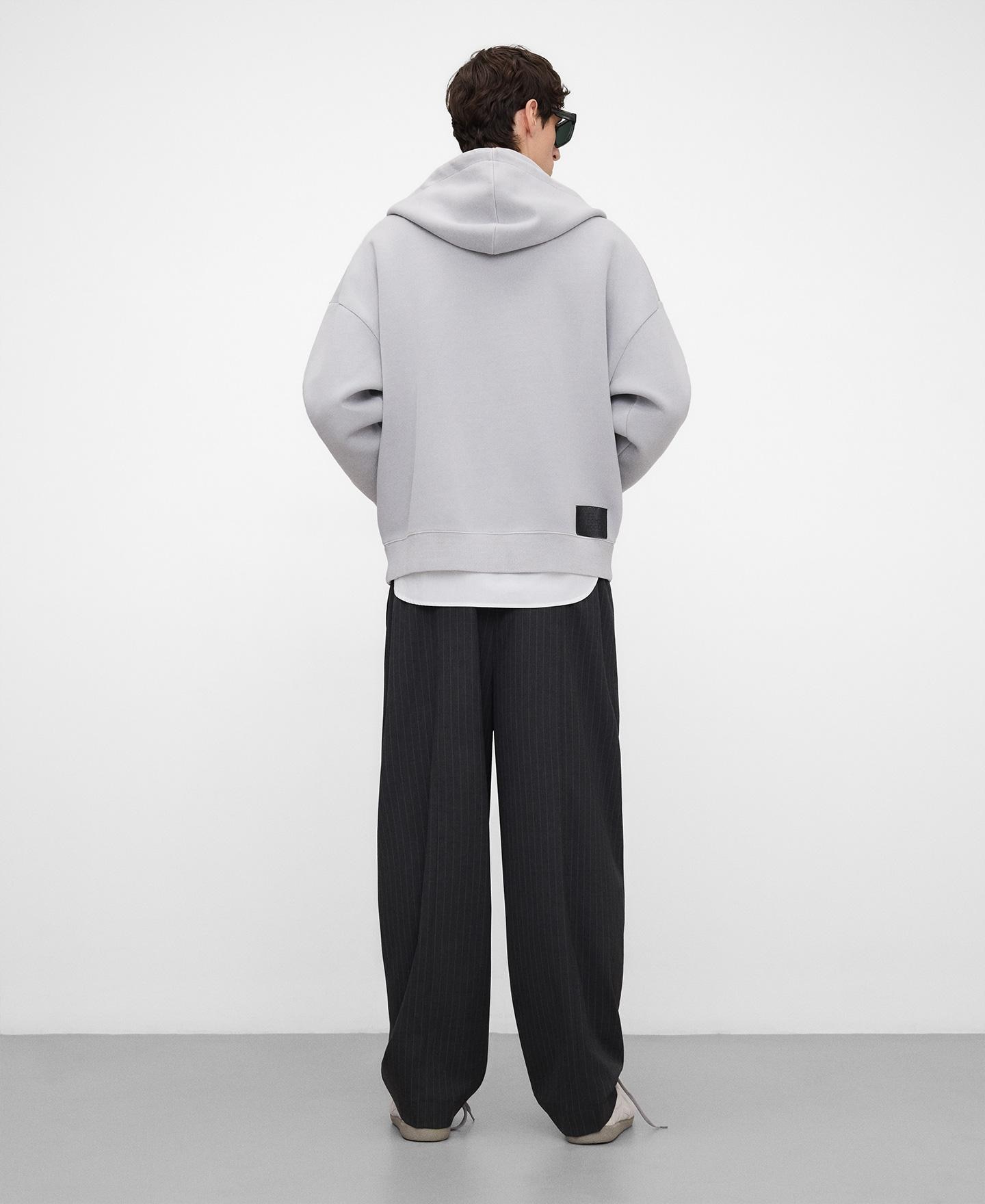 Sweatshirt Relaxed Fit com Fecho Zip Cinzento-claro-3