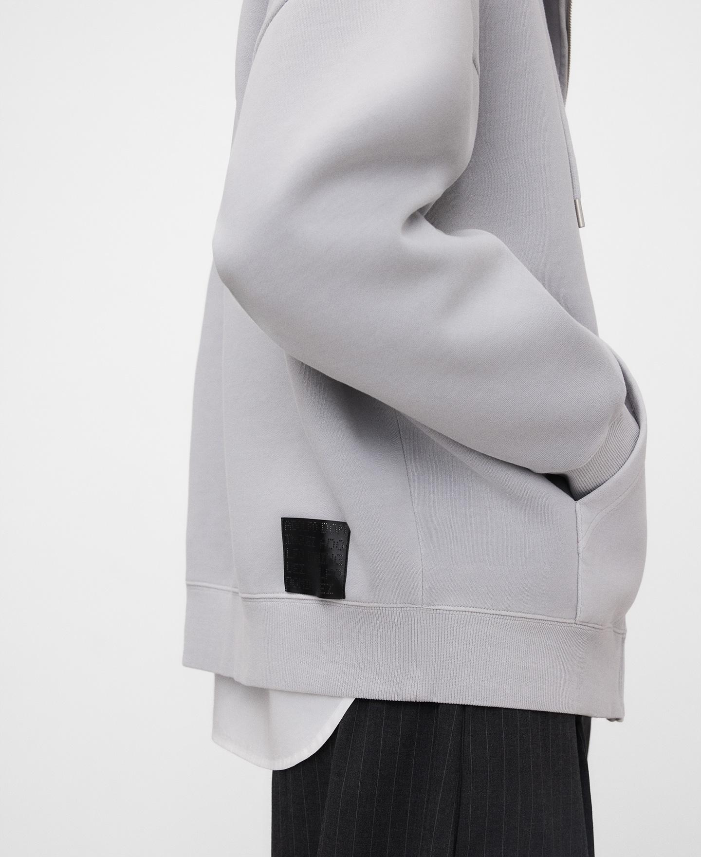 Sweatshirt Relaxed Fit com Fecho Zip Cinzento-claro-4