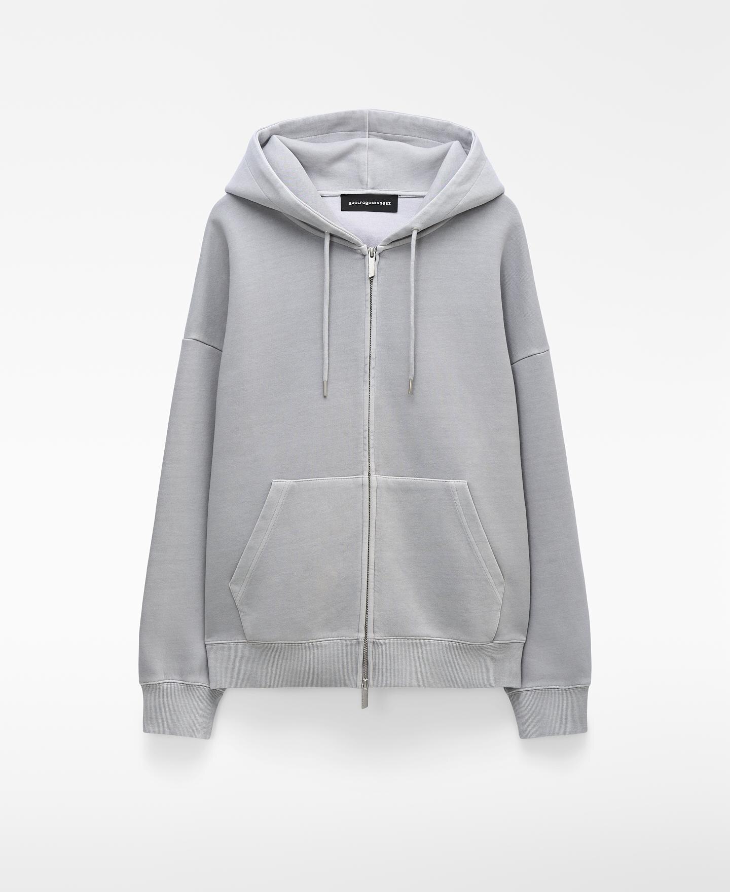 Sweatshirt Relaxed Fit com Fecho Zip Cinzento-claro-5