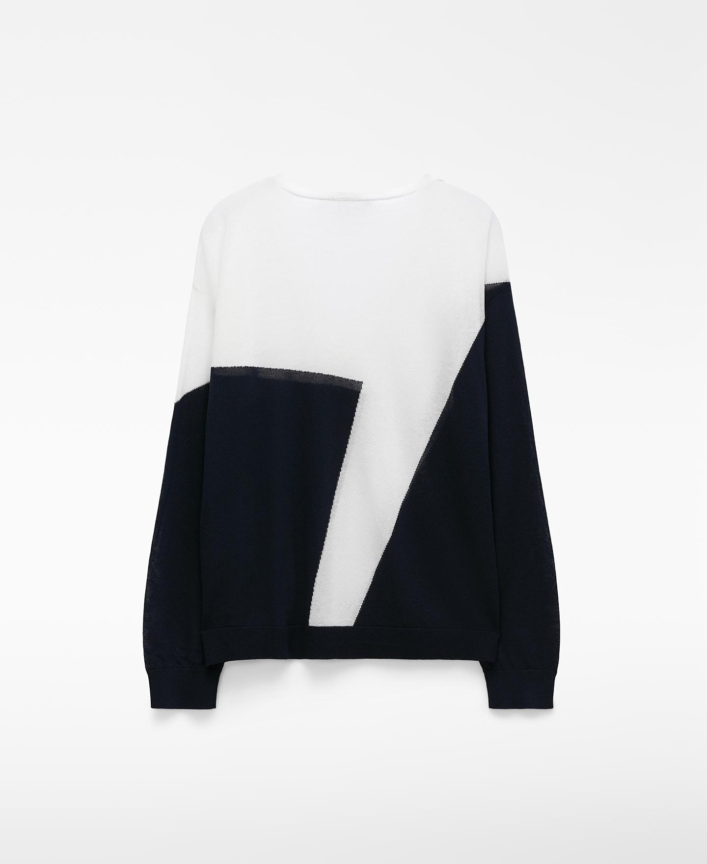 Camisola Fina com Estampado Geométrico Azul / Branco-6