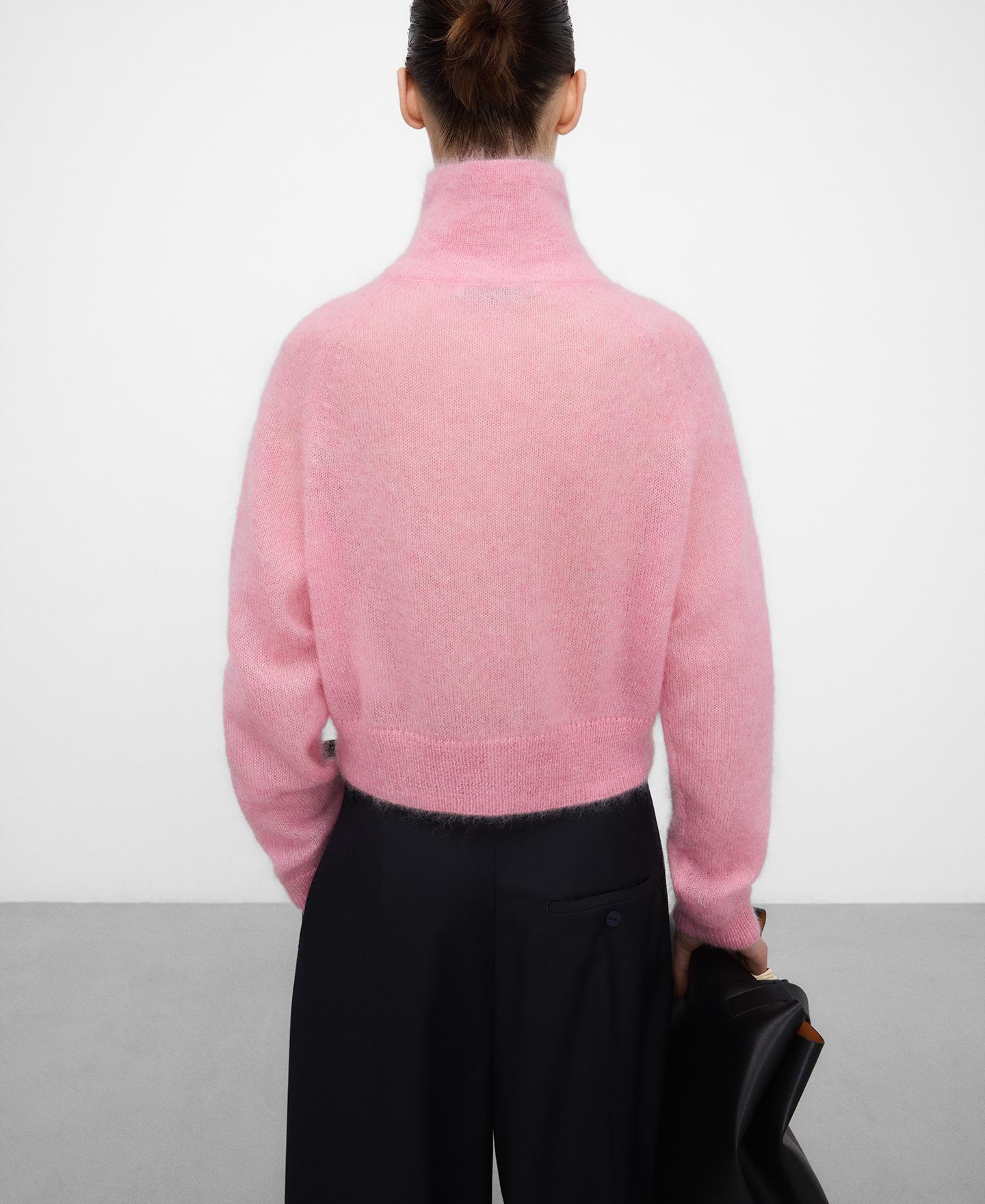Cardigan Curto com Gola Chaminé Rosa-claro-3